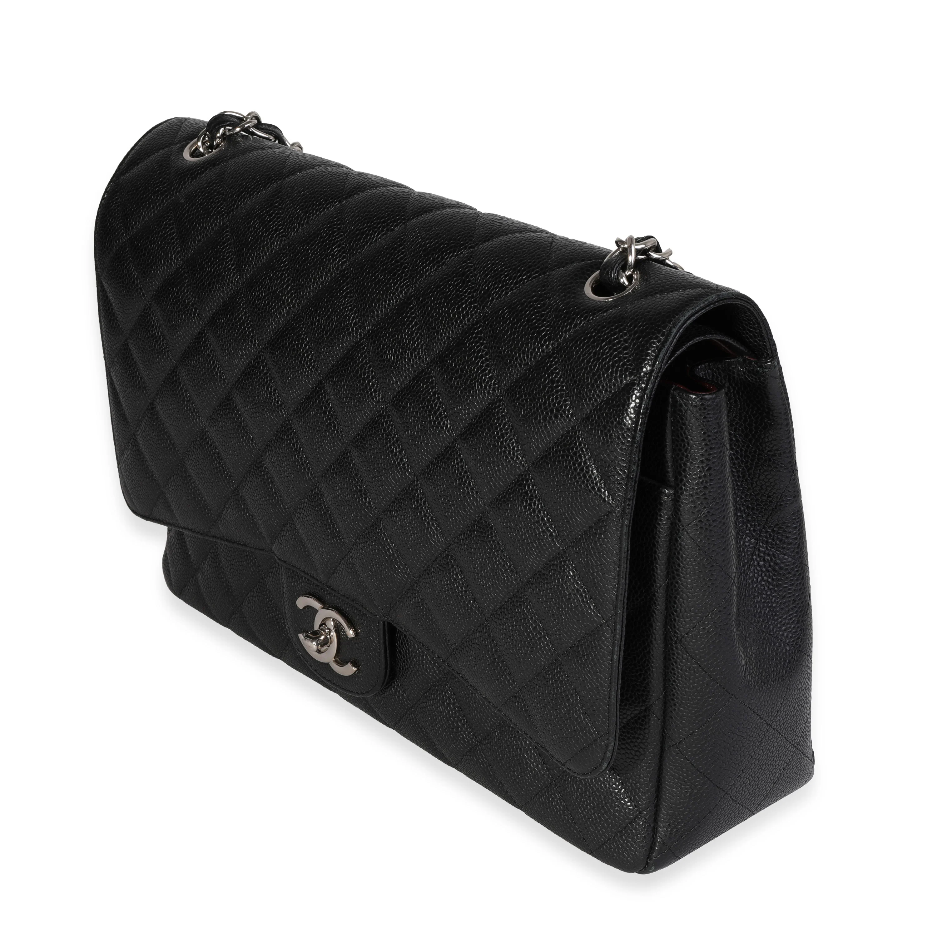 Black Quilted Caviar Maxi Classic Double Flap Bag - Image 2