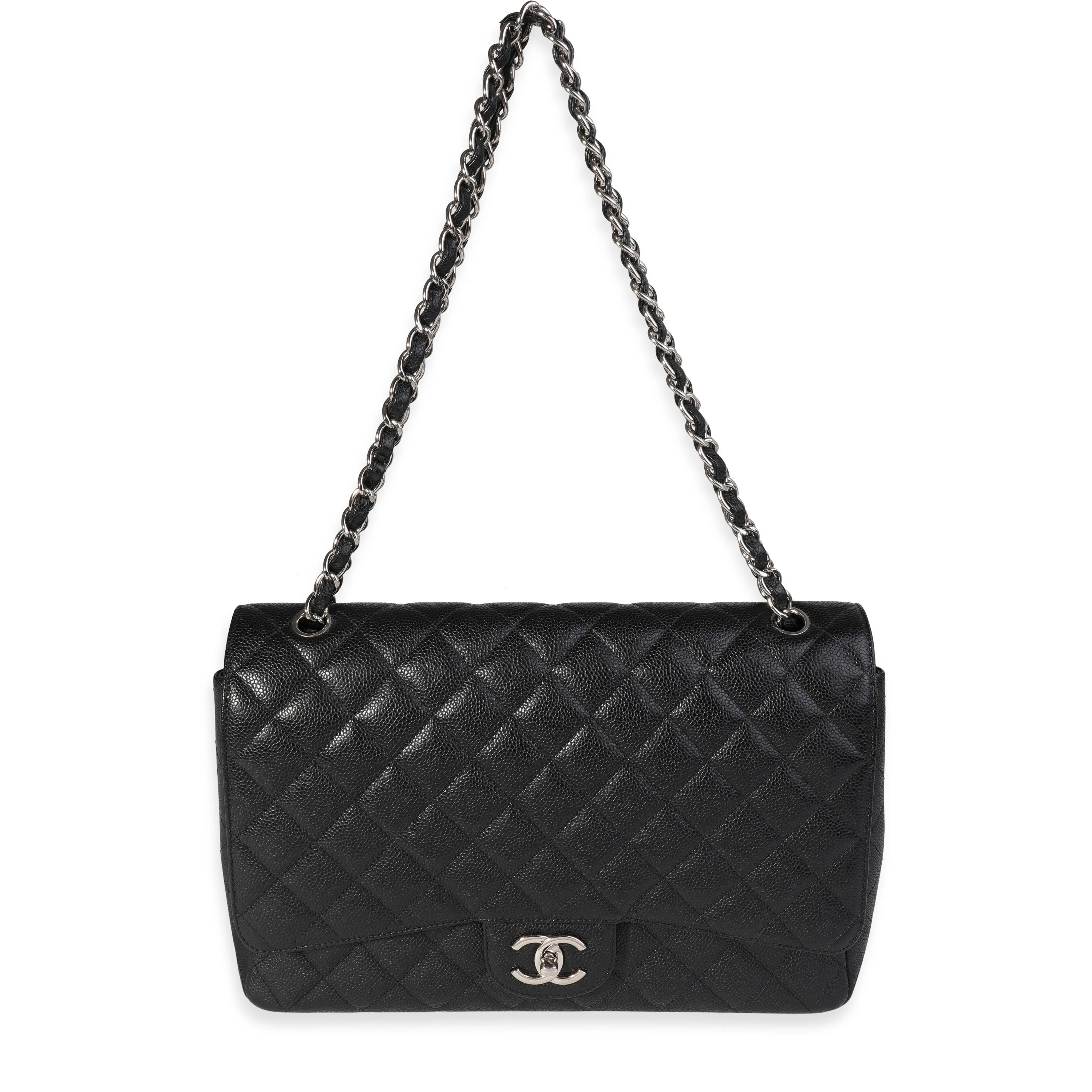 Black Quilted Caviar Maxi Classic Double Flap Bag - Image 4