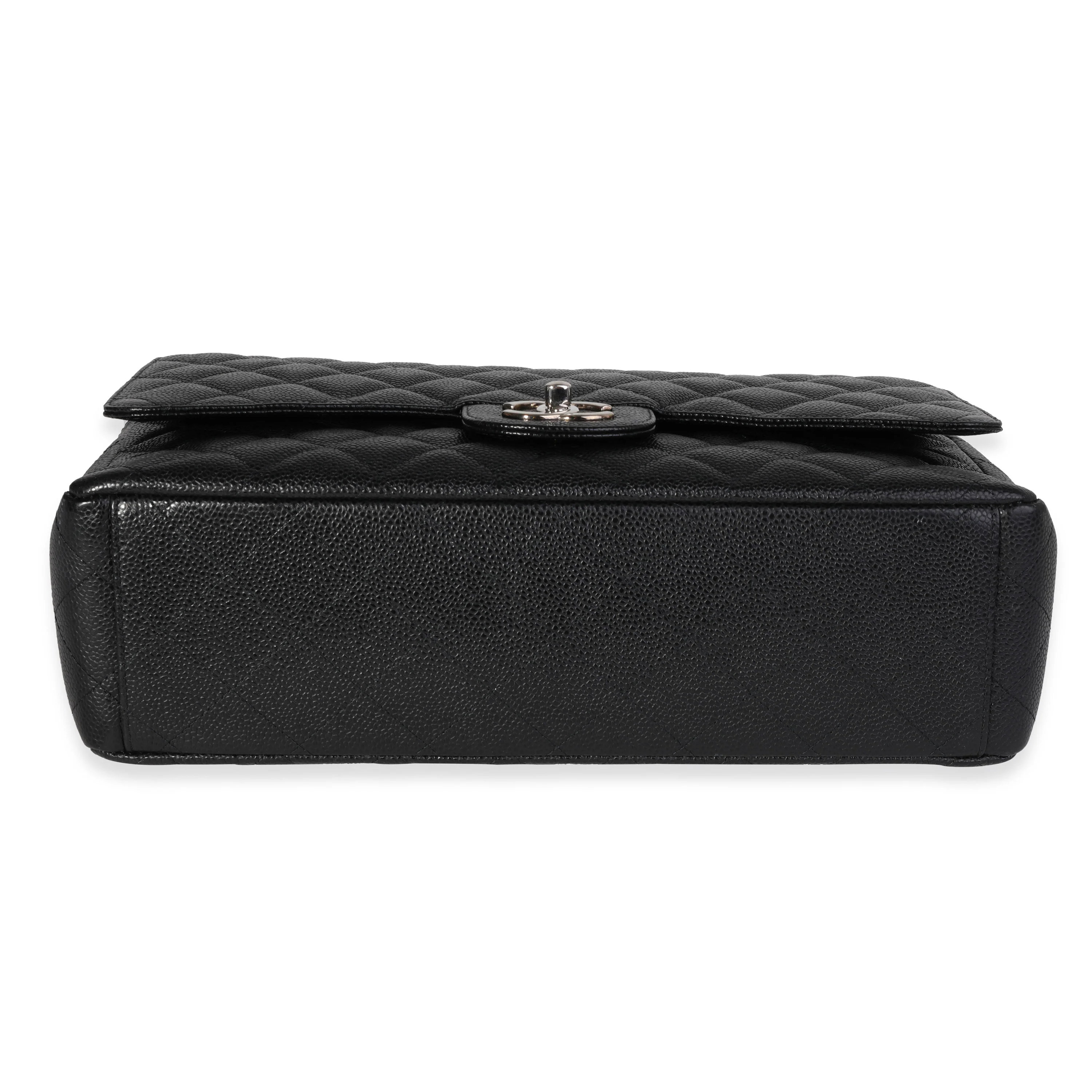 Black Quilted Caviar Maxi Classic Double Flap Bag - Image 5