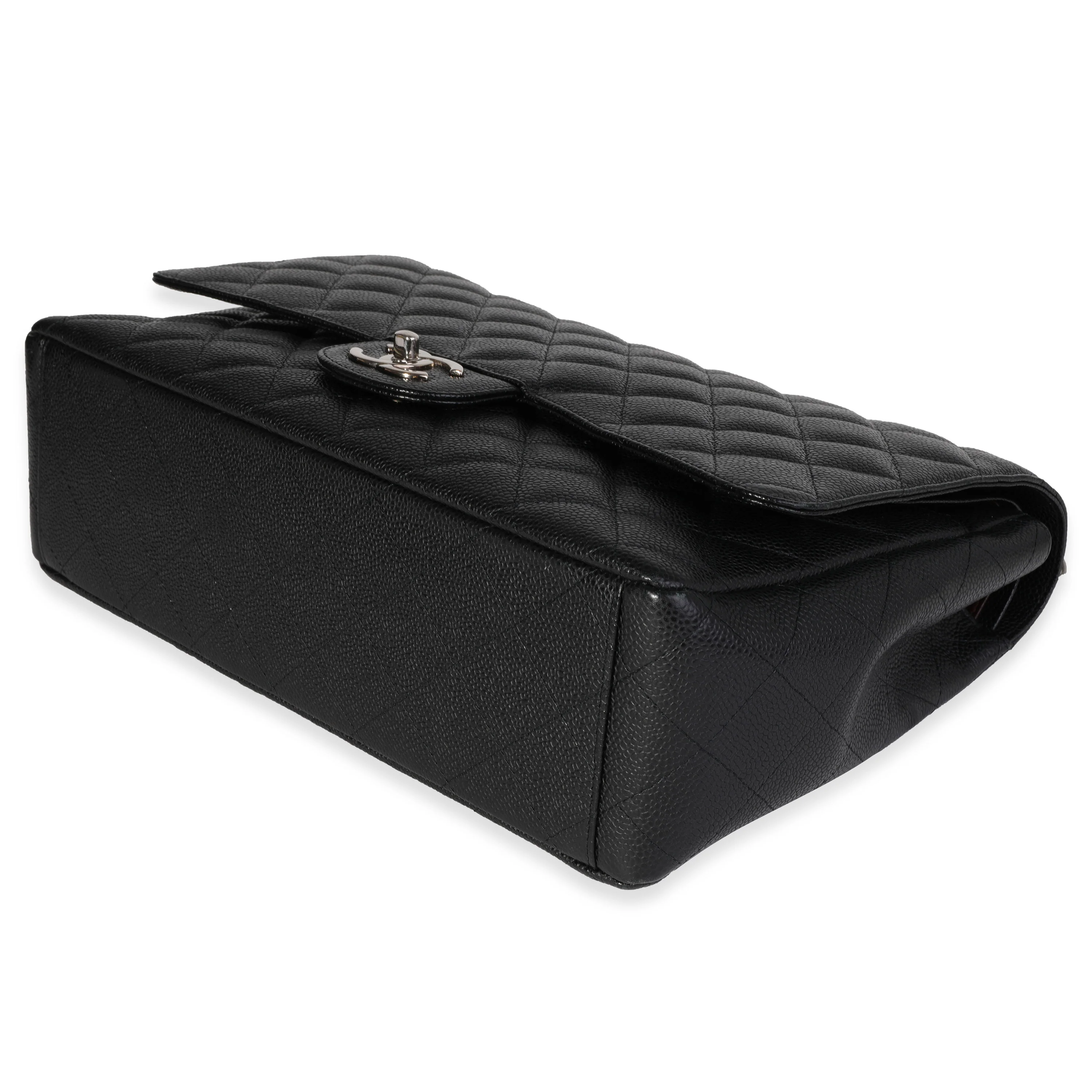 Black Quilted Caviar Maxi Classic Double Flap Bag - Image 6