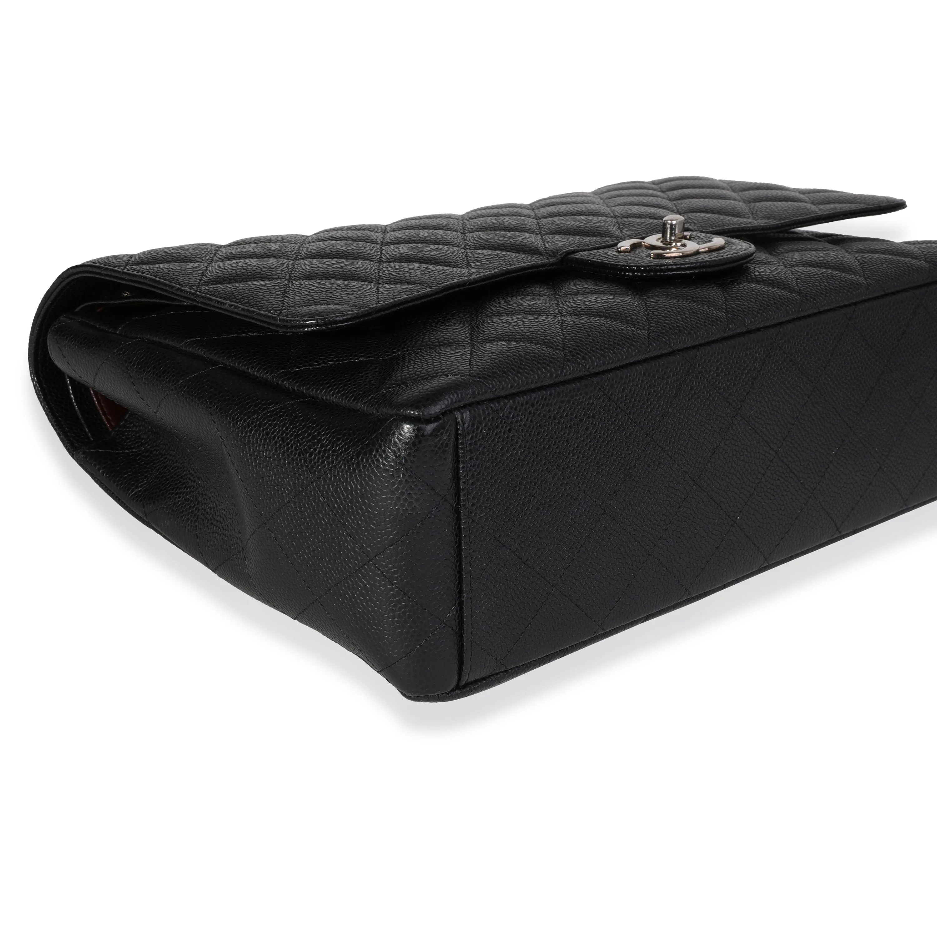 Black Quilted Caviar Maxi Classic Double Flap Bag - Image 7