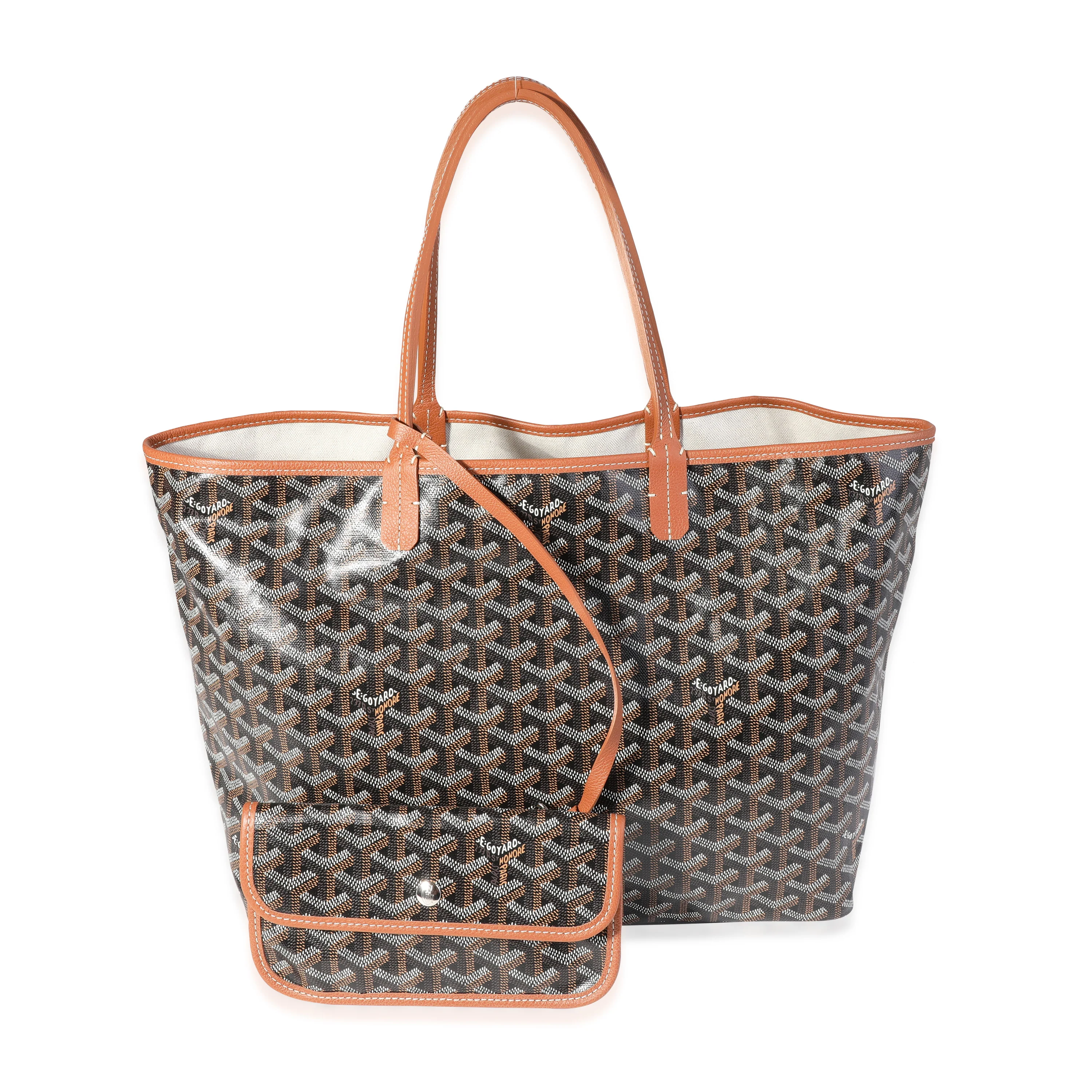 Goyard Black Goyardine Canvas & Brown Leather Saint Louis PM Tote