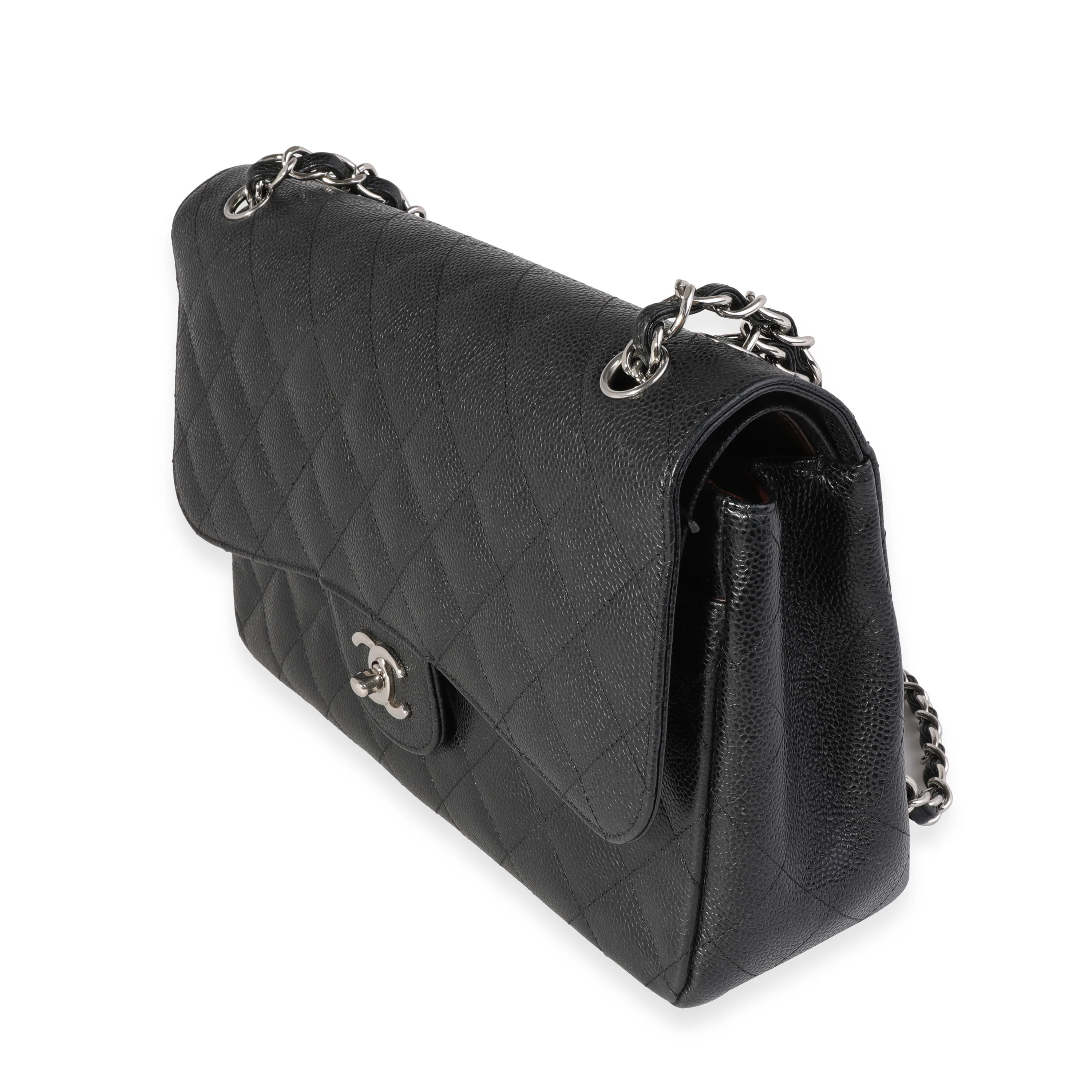 Black Quilted Caviar Jumbo Classic Double Flap Handbag - Image 2