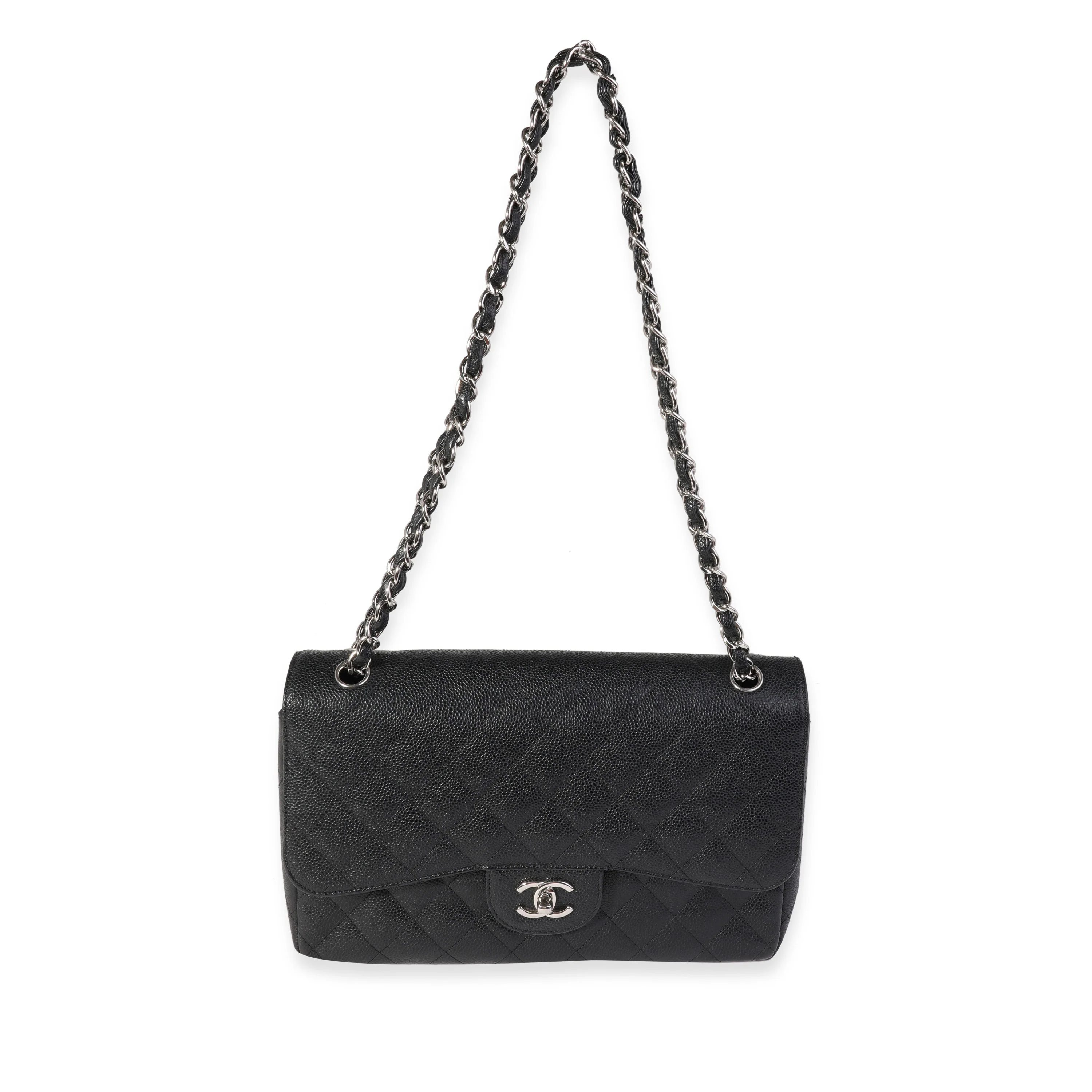 Black Quilted Caviar Jumbo Classic Double Flap Handbag - Image 3