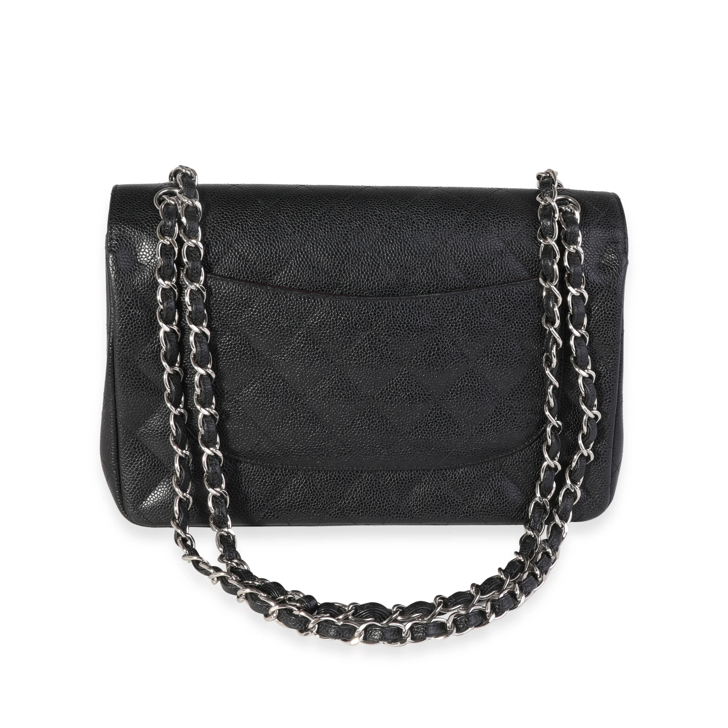 Black Quilted Caviar Jumbo Classic Double Flap Handbag - Image 4