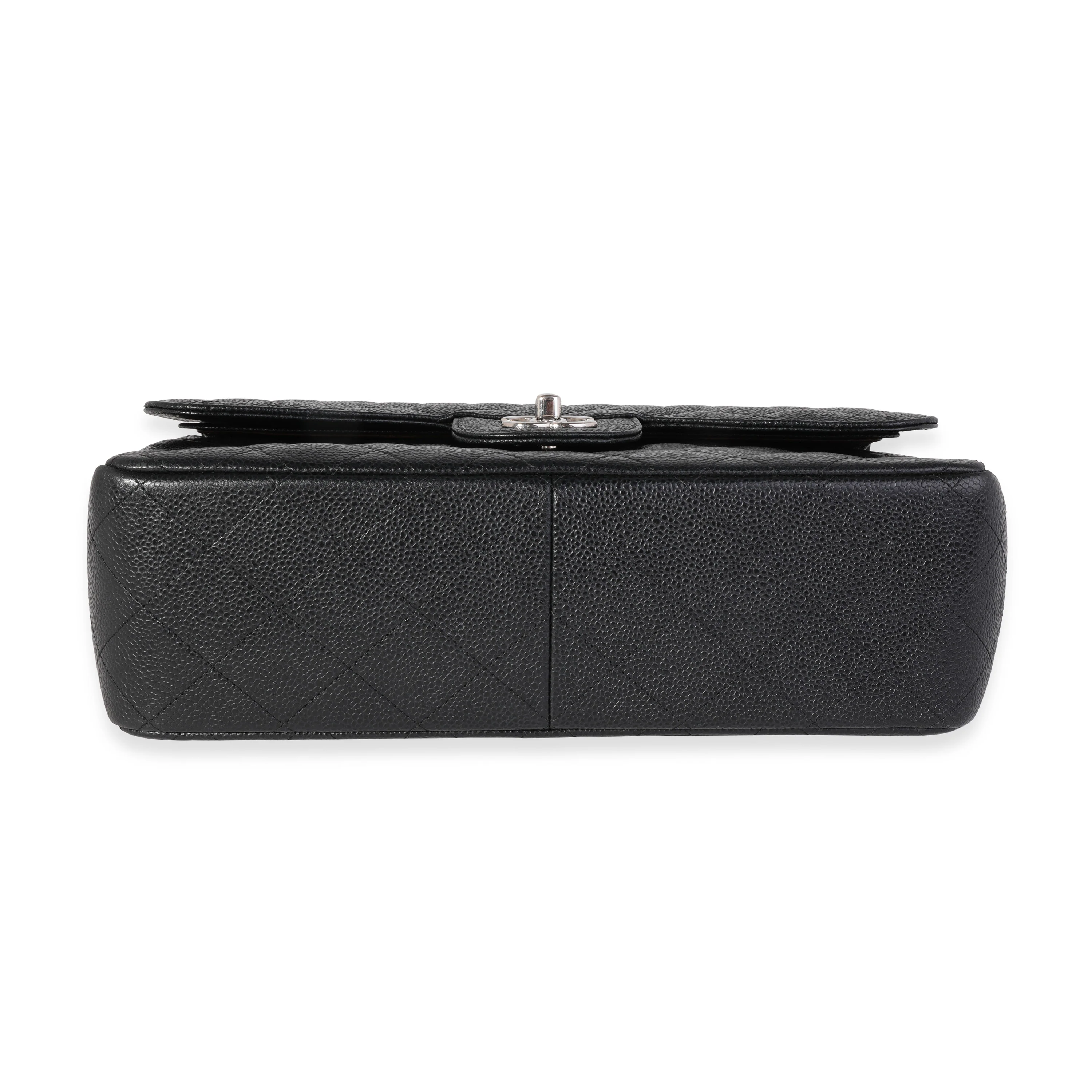 Black Quilted Caviar Jumbo Classic Double Flap Handbag - Image 5