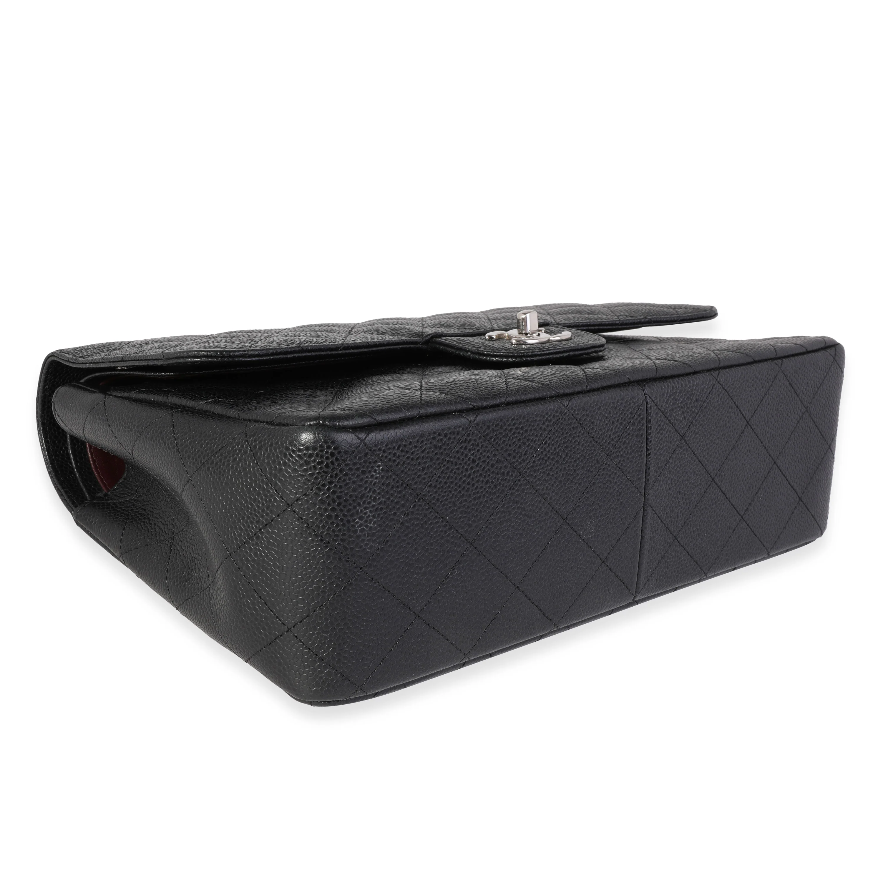 Black Quilted Caviar Jumbo Classic Double Flap Handbag - Image 6