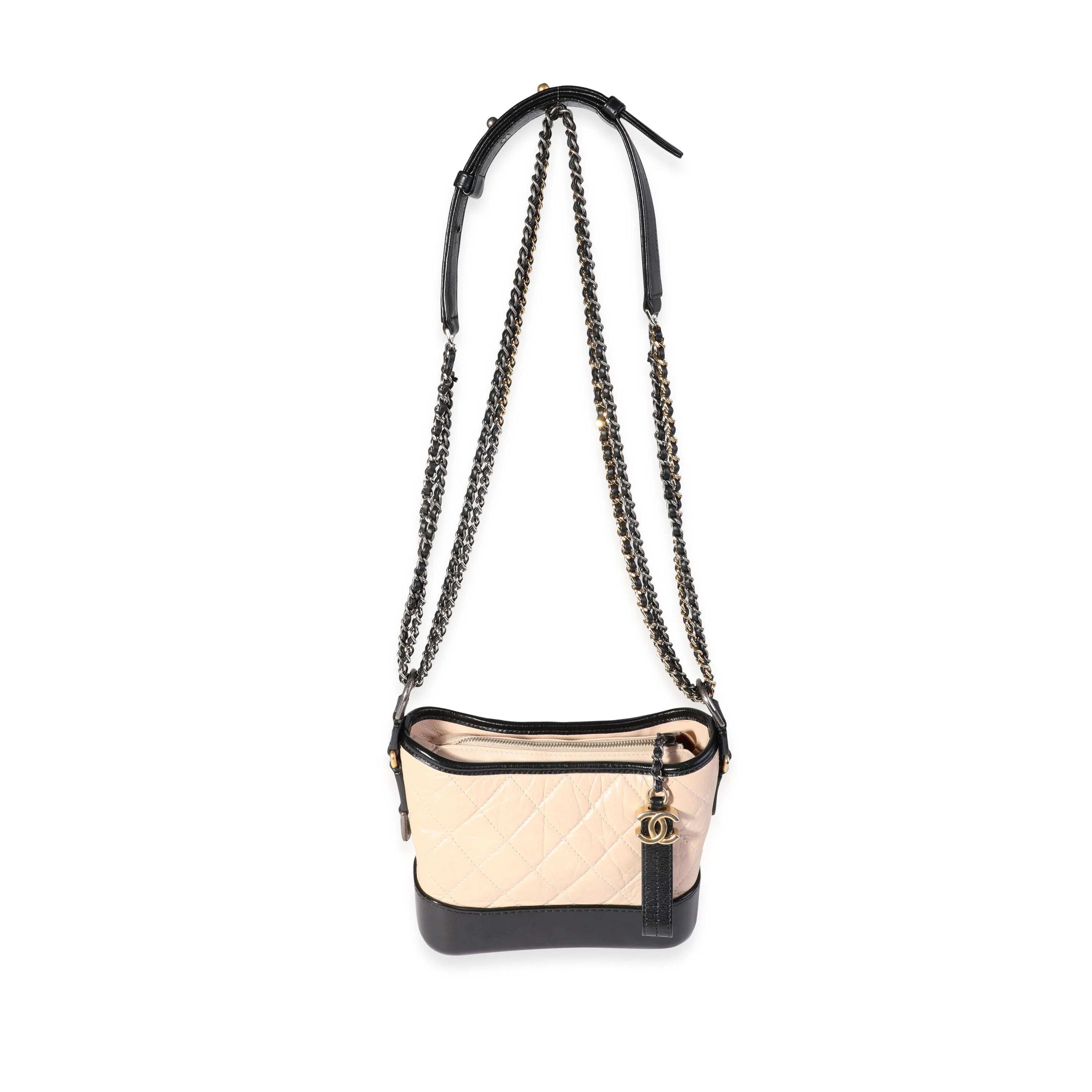 Chanel Beige & Black Aged Calfskin Small Gabrielle Hobo - Image 4