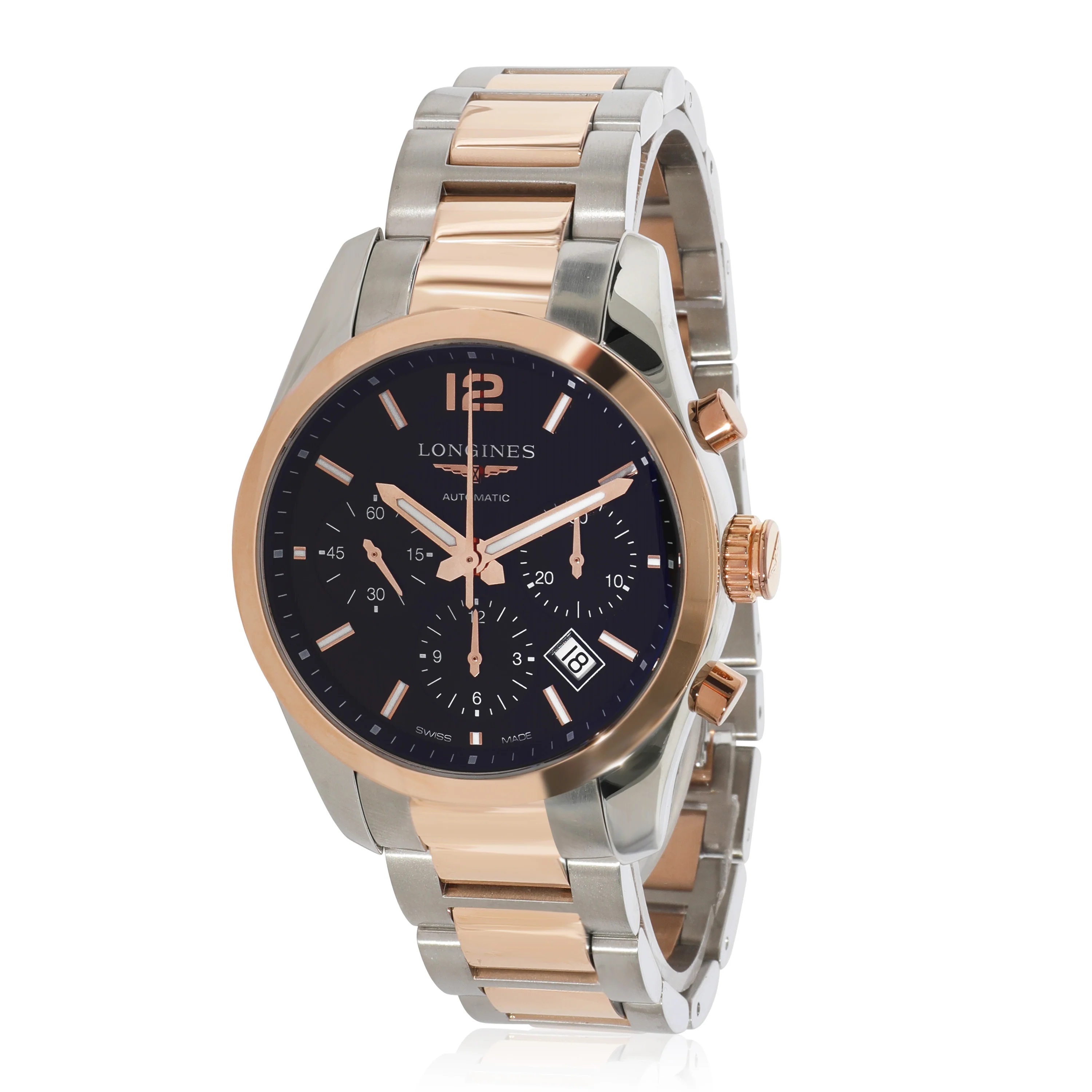 Longines Conquest Classic Chrono L2.786.5.56.7 Mens Watch in 18kt Rose Gold/Sta