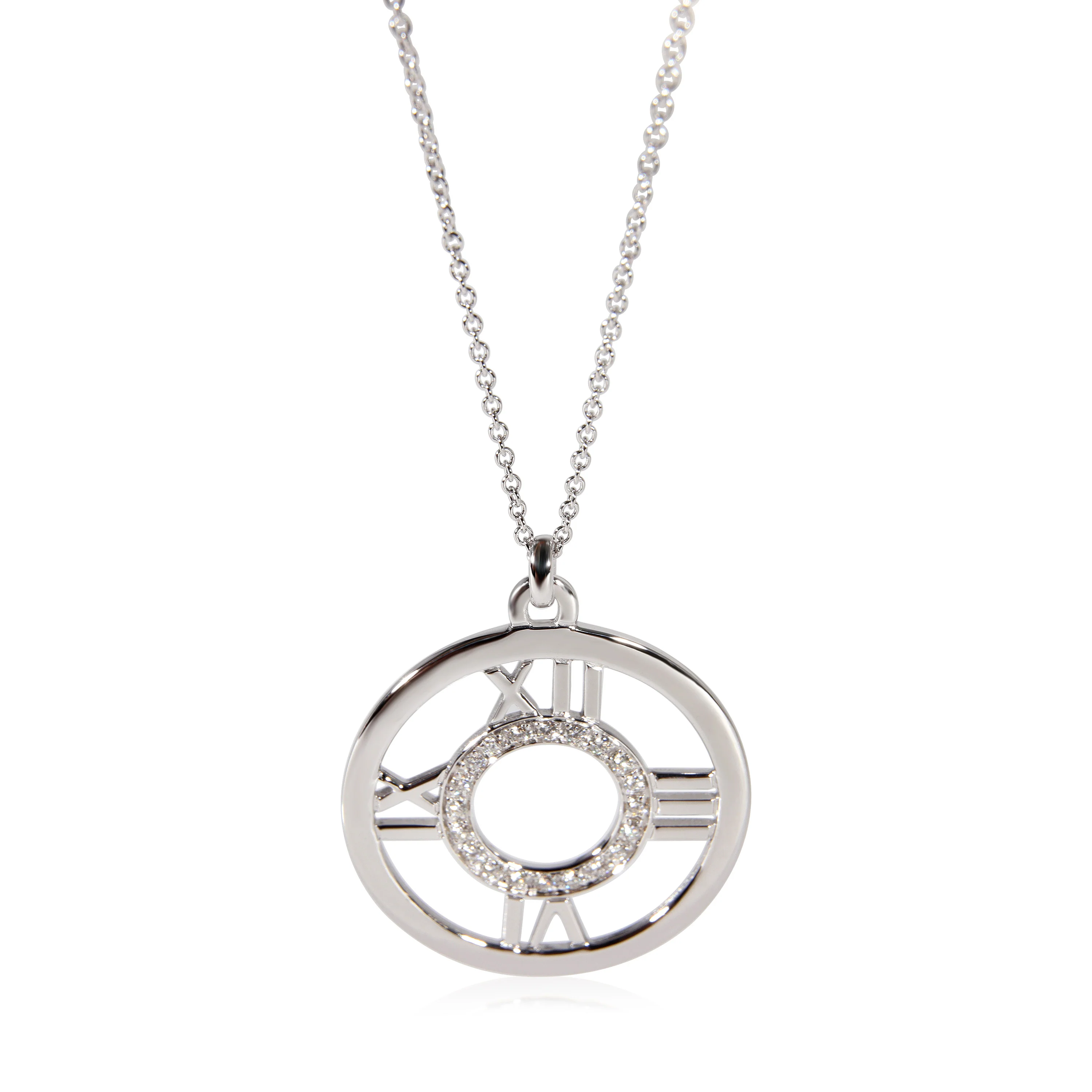 Pierced Atlas Diamond Necklace in 18k White Gold 0.20 Ctw