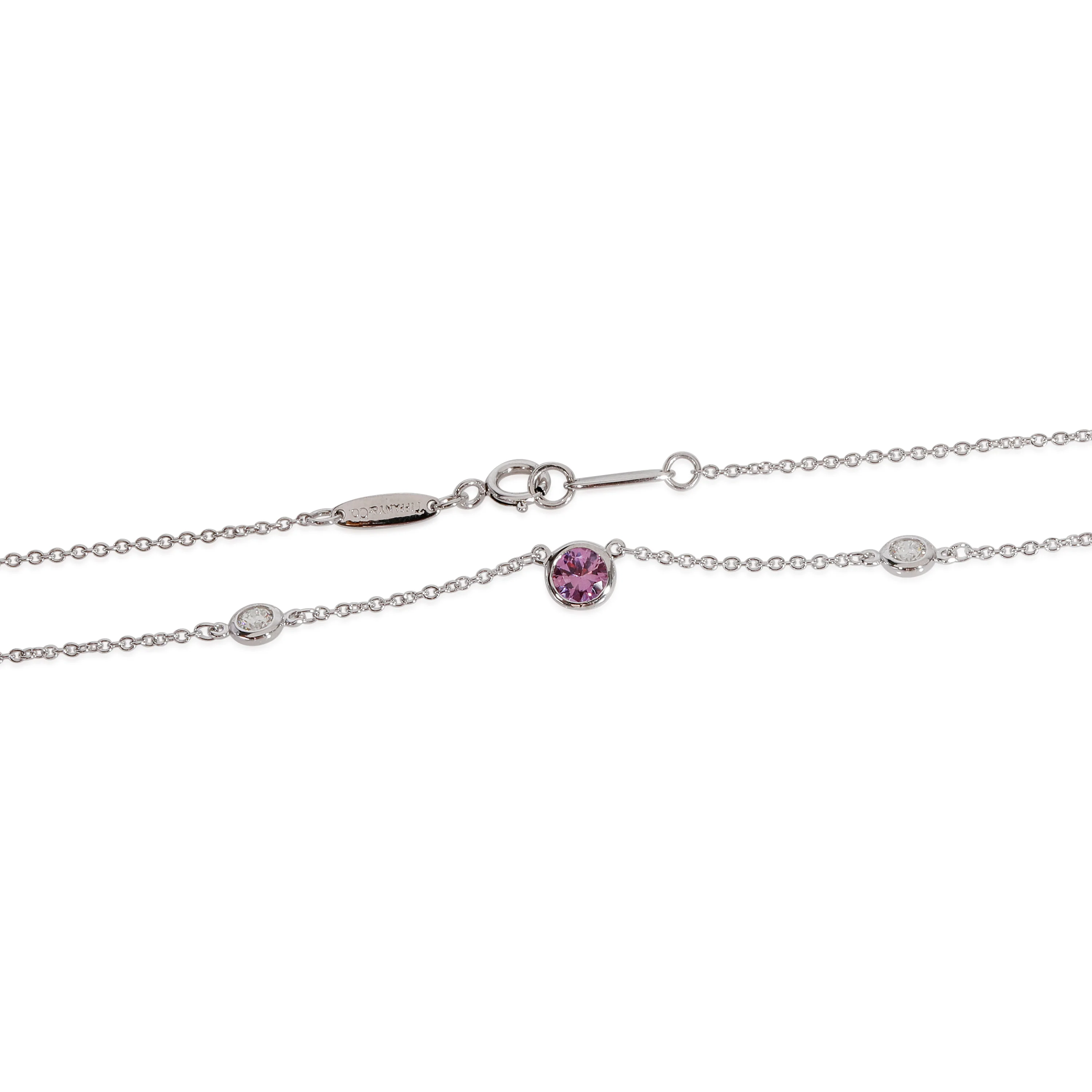 Tiffany & Co. Elsa Peretti Pink Sapphire & Diamonds Color by the Yard Necklace - Image 2