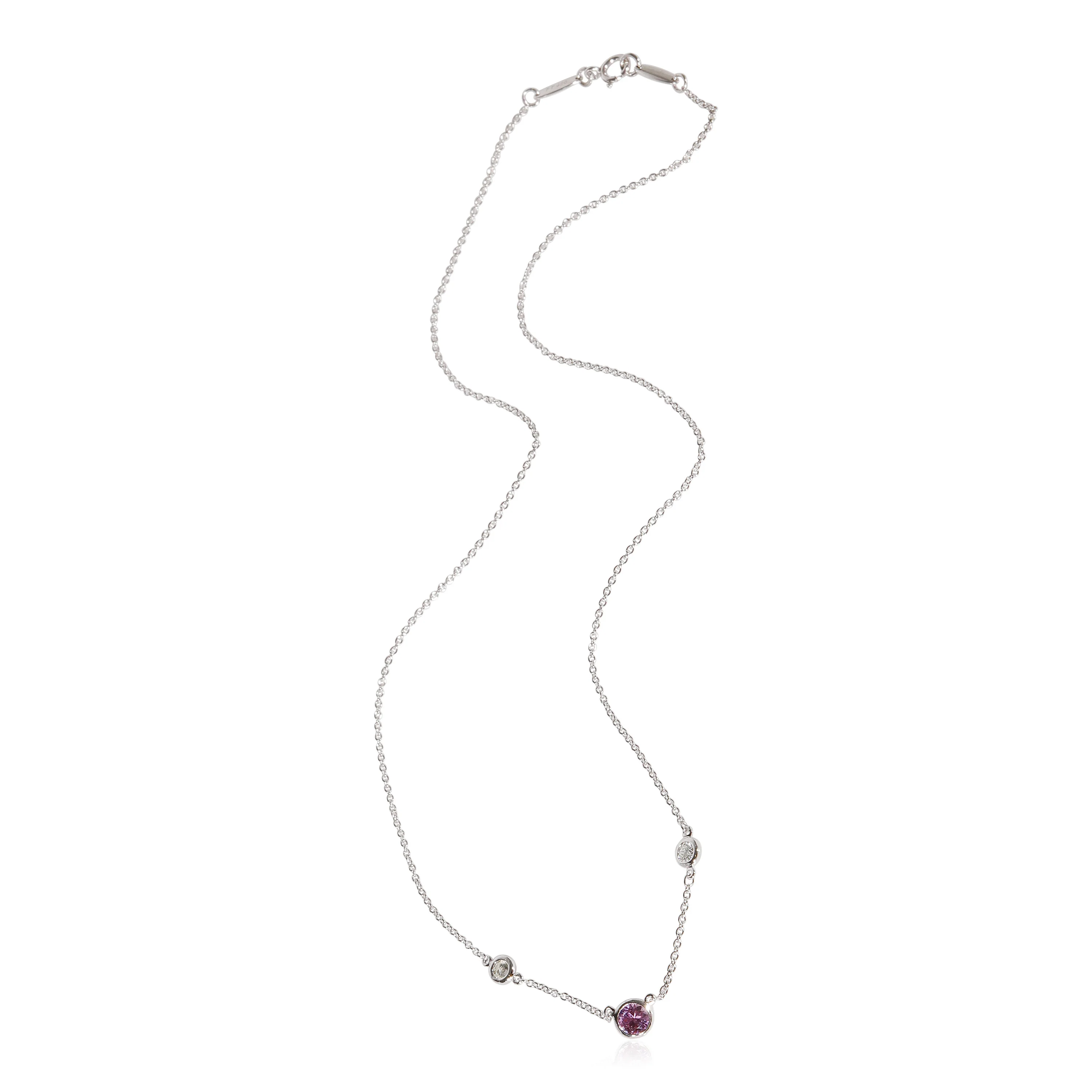 Tiffany & Co. Elsa Peretti Pink Sapphire & Diamonds Color by the Yard Necklace - Image 3