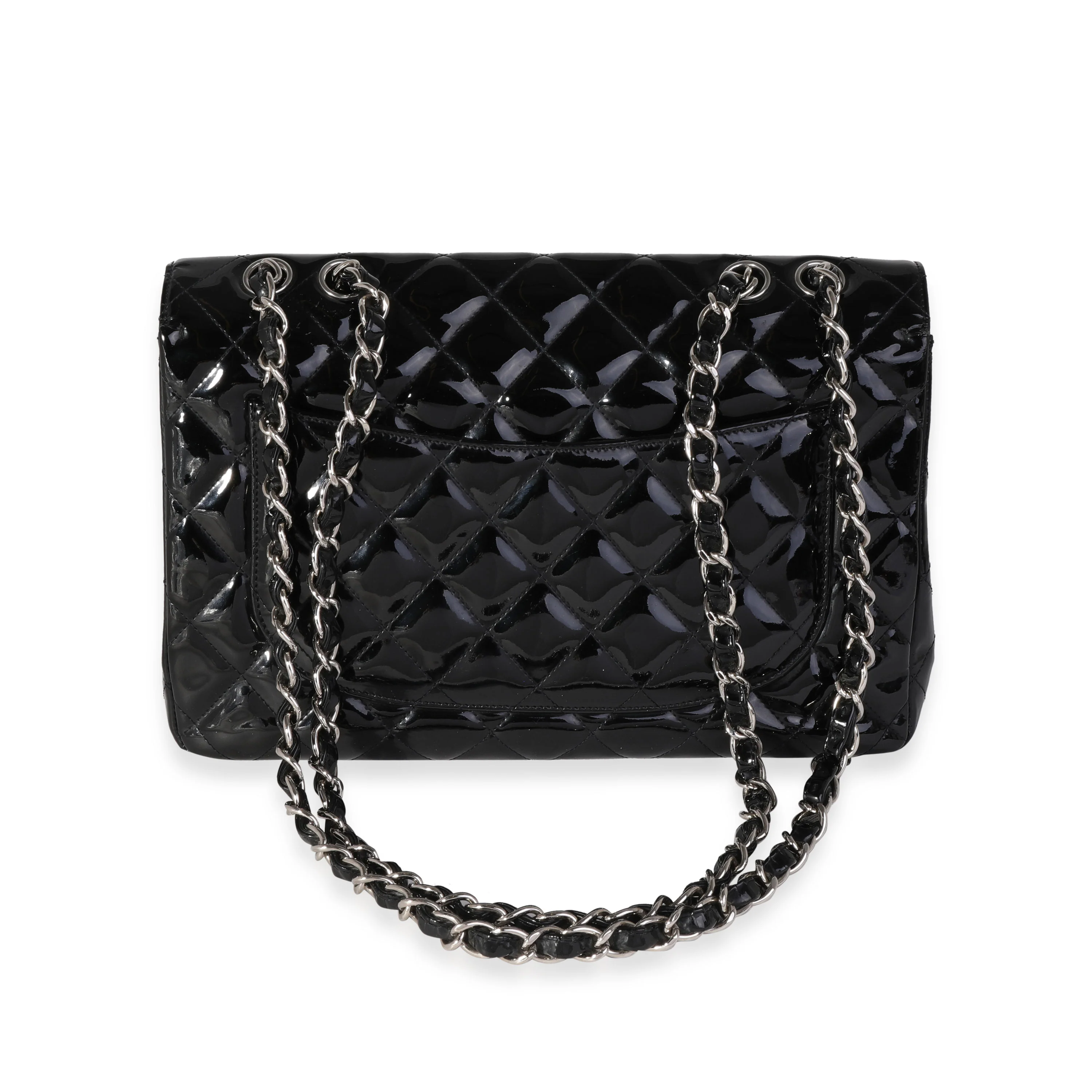 Chanel Black Quilted Patent Leather Jumbo Classic Single Flap Bag - Image 3