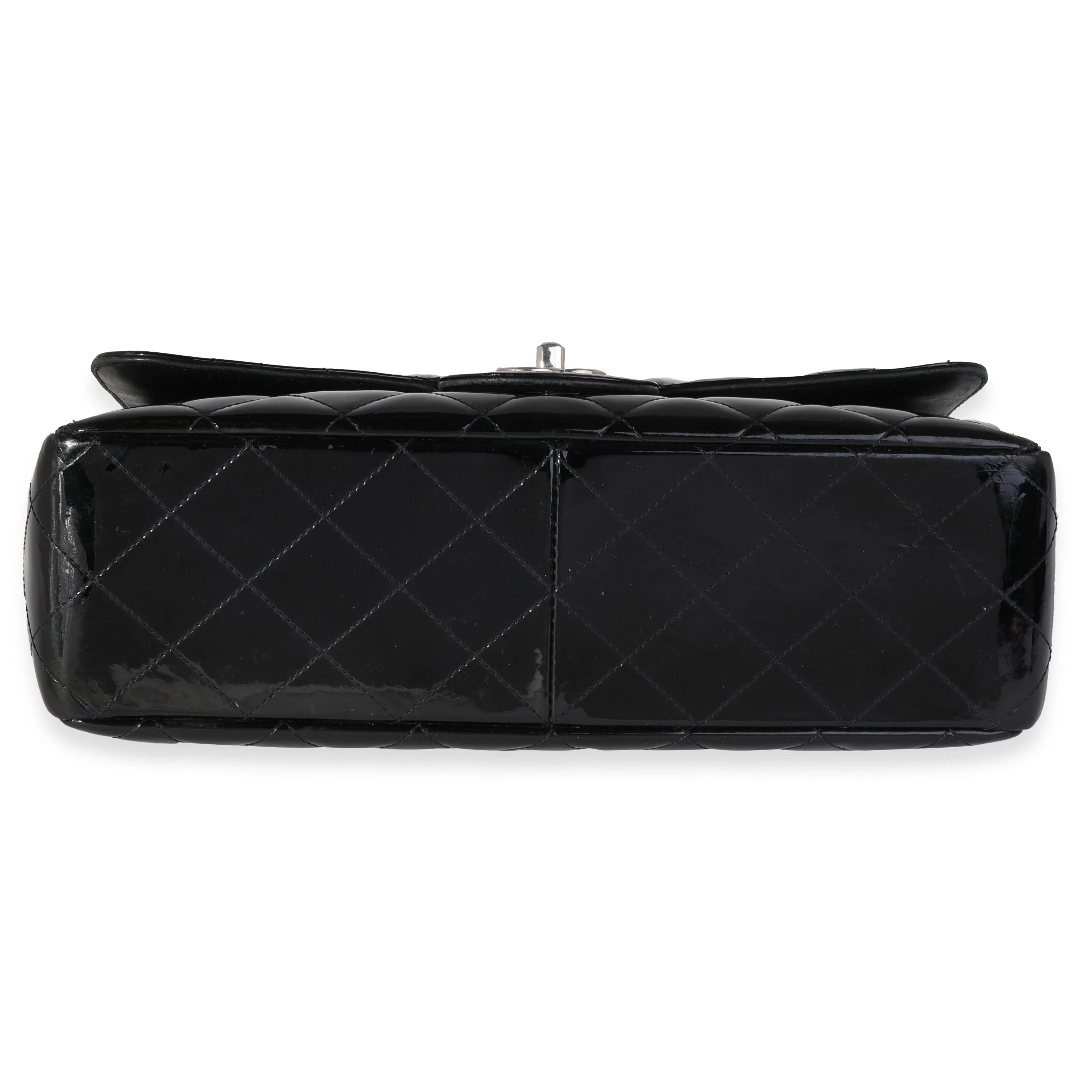 Chanel Black Quilted Patent Leather Jumbo Classic Single Flap Bag - Image 5