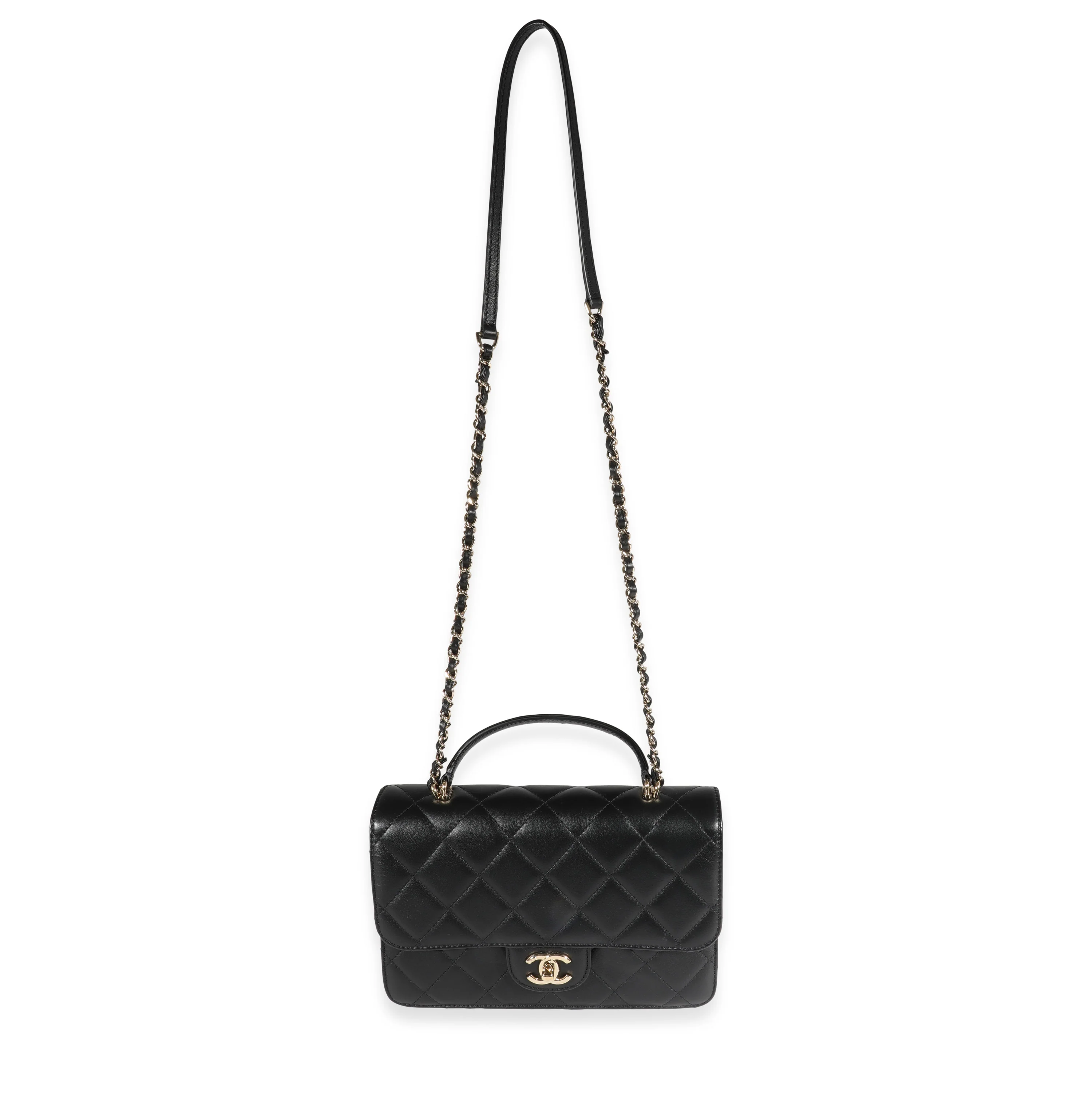 Chanel Black Quilted Lambskin Coco Lady Top Handle Flap Bag - Image 4