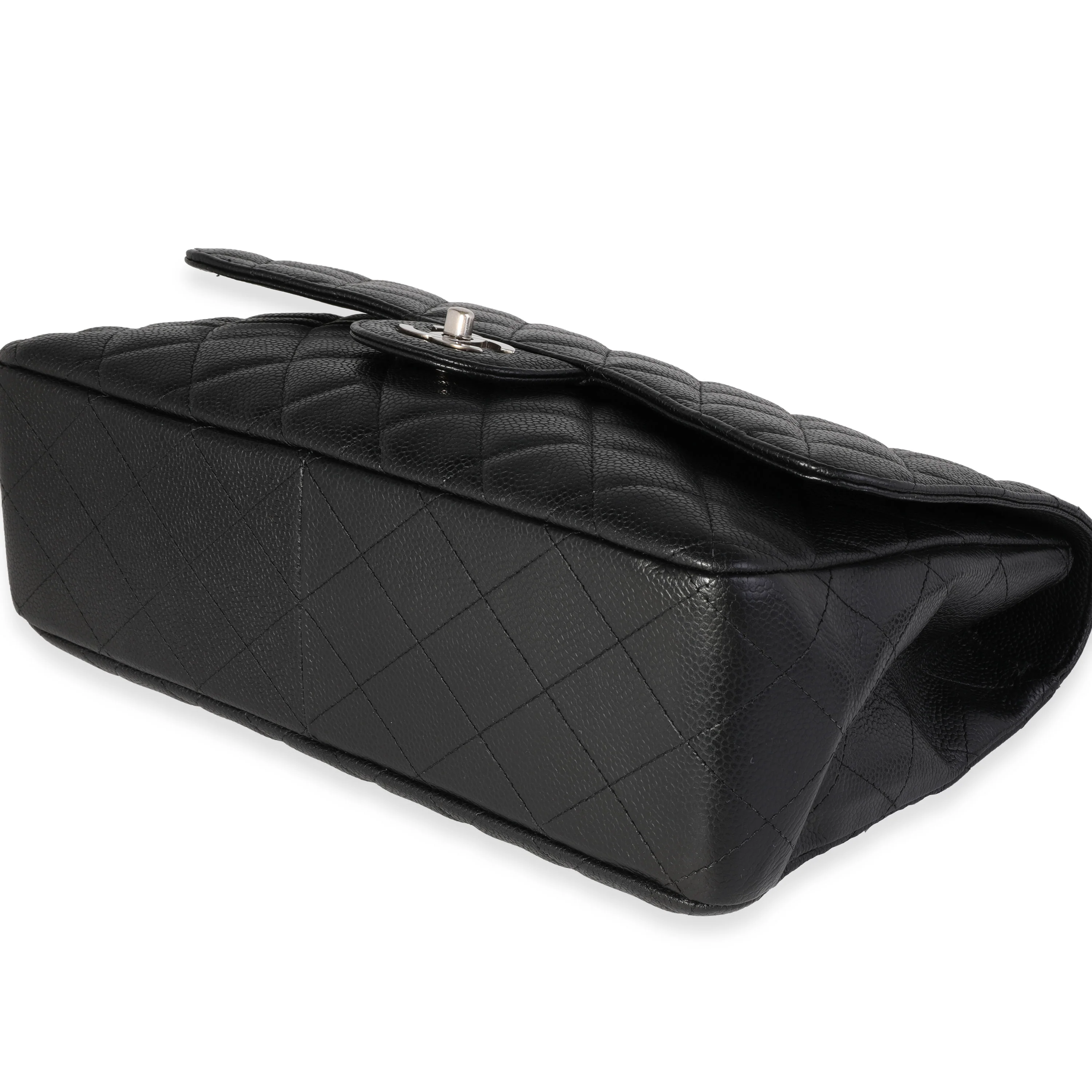 Chanel Black Quilted Caviar Jumbo Classic Single Flap Bag - Image 6