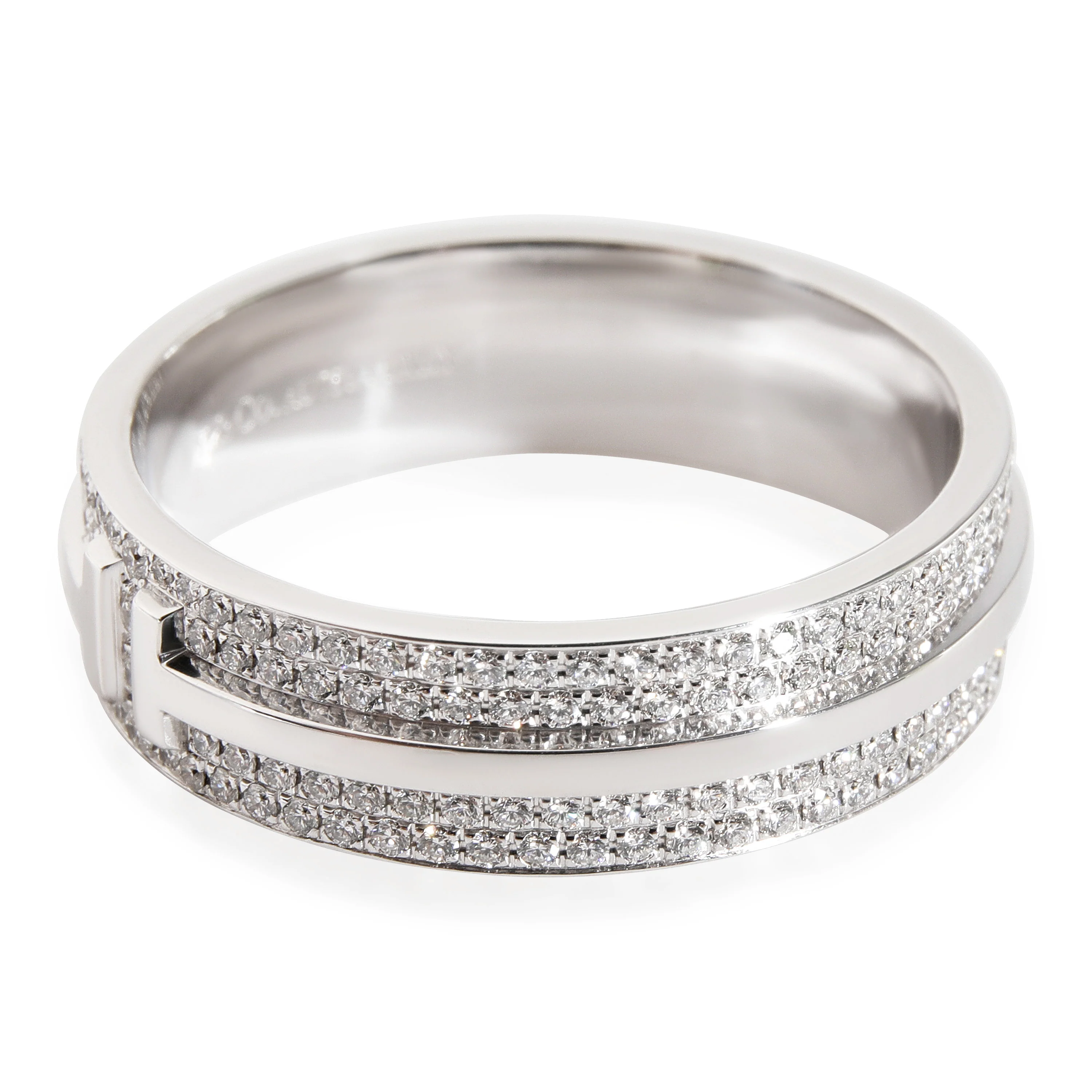 Tiffany T Wide Pave Diamond Ring in 18K White Gold 0.63 Ctw - Image 2
