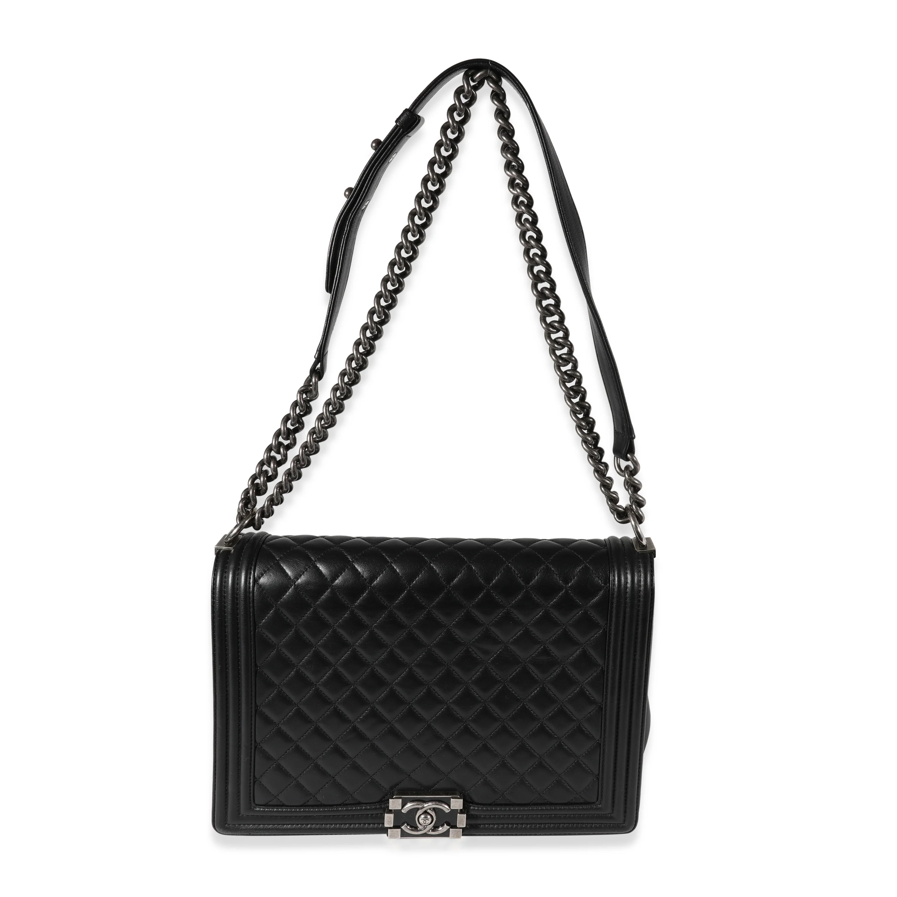 Chanel Black Quilted Lambskin Large Boy Bag - Image 8
