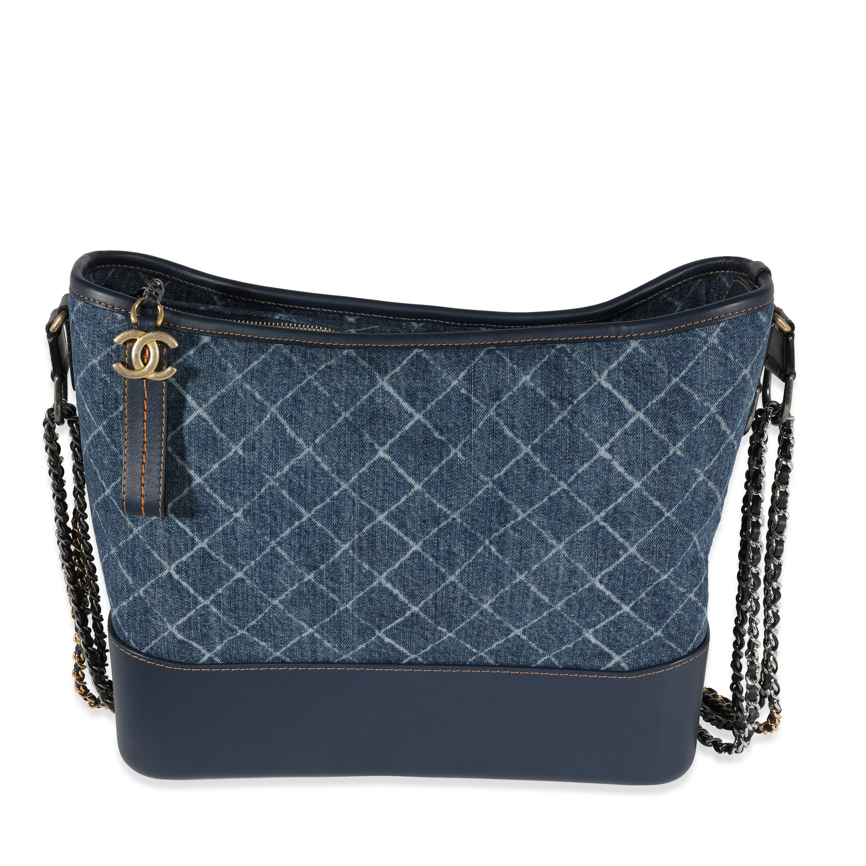 Chanel Blue Quilted Denim & Calfskin Large Gabrielle Hobo - Image 3