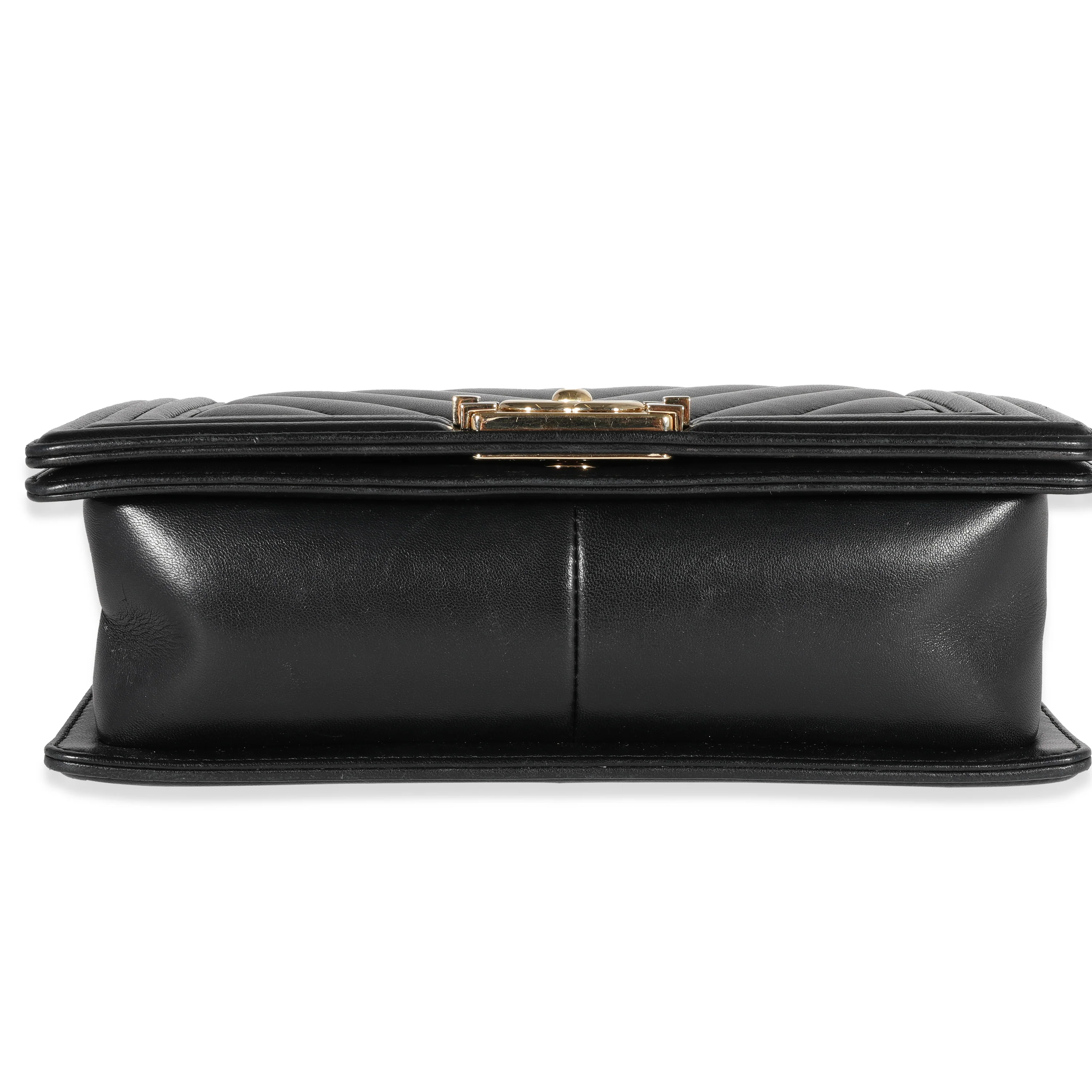 Chanel Black Chevron Lambskin Old Medium Boy Bag - Image 6