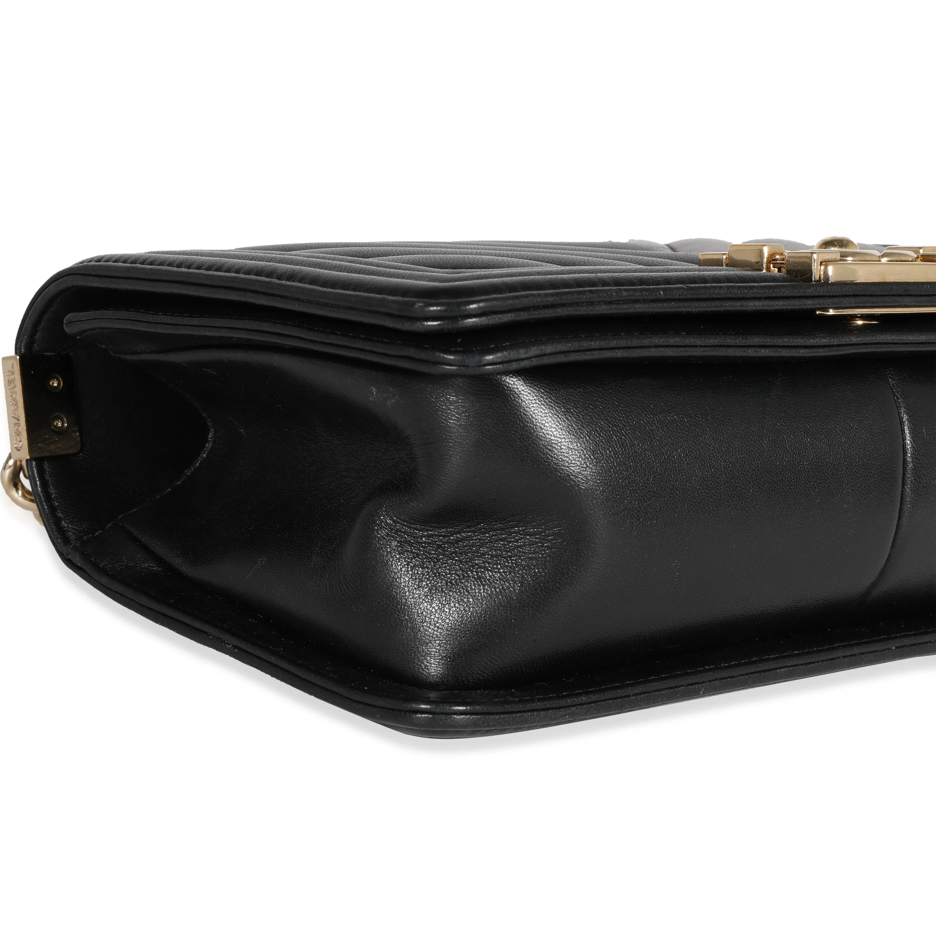 Chanel Black Chevron Lambskin Old Medium Boy Bag - Image 8