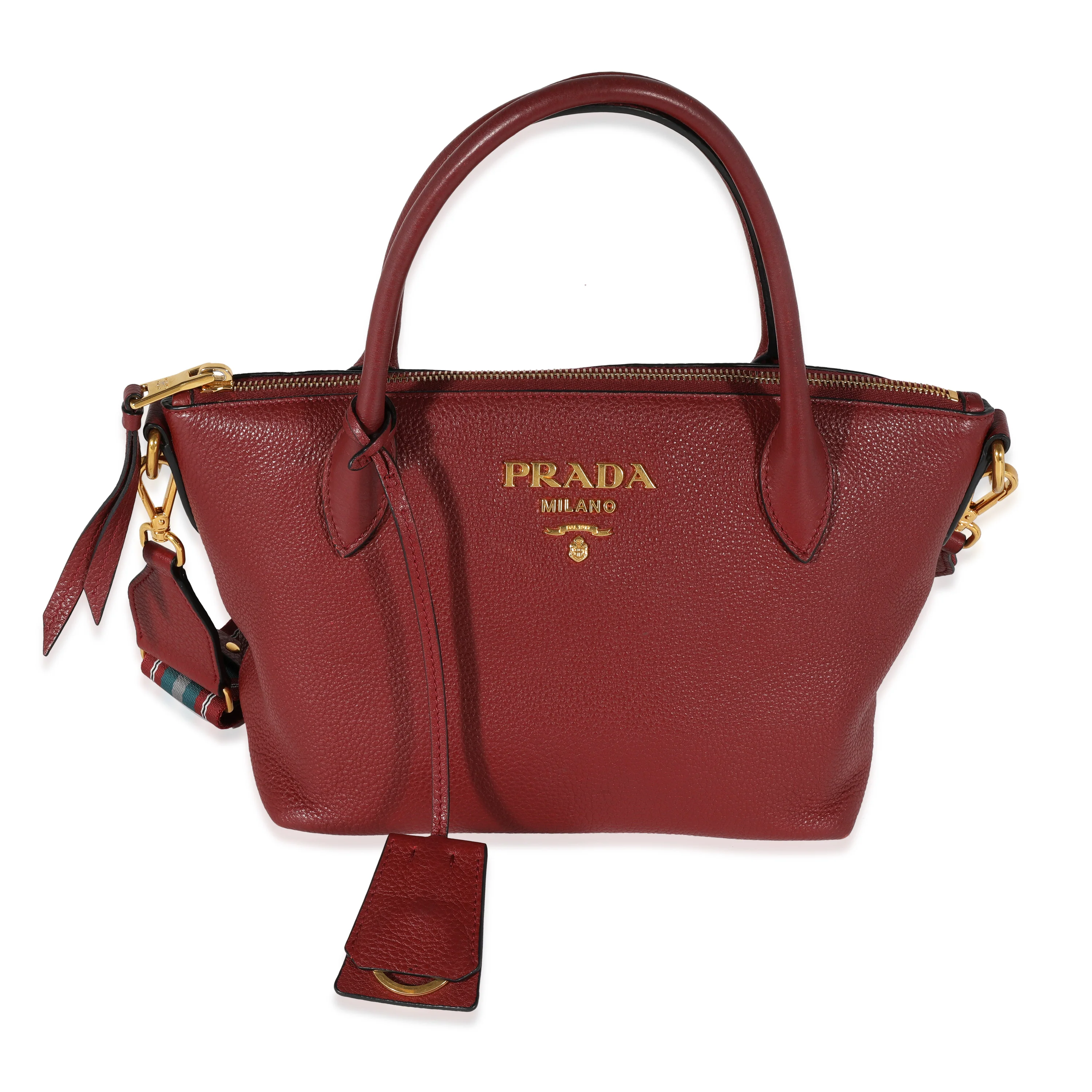 Prada Red Vitello Daino Leather Satchel - Image 5