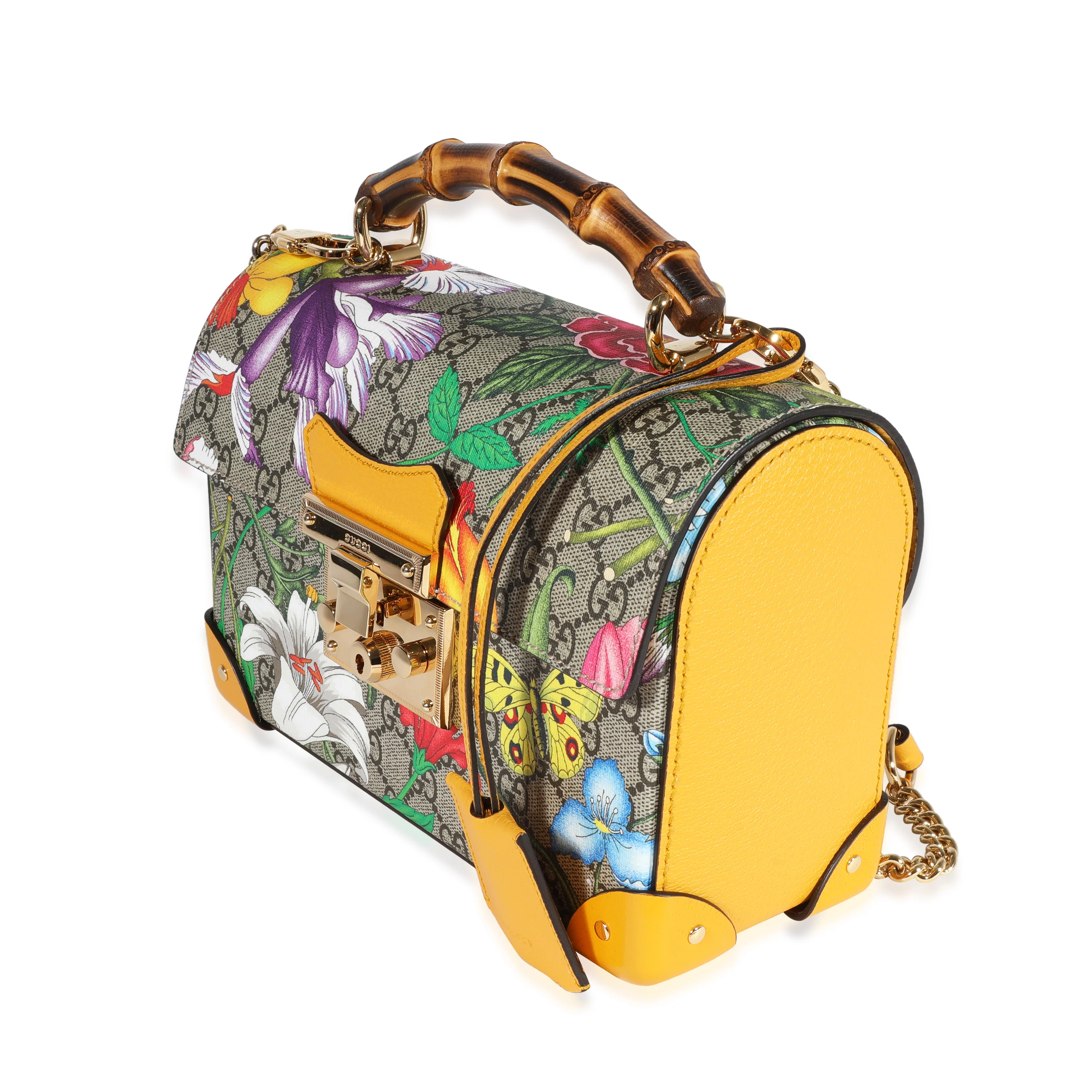 Gucci GG Supreme Flora Small Padlock Bamboo Bag - Image 2