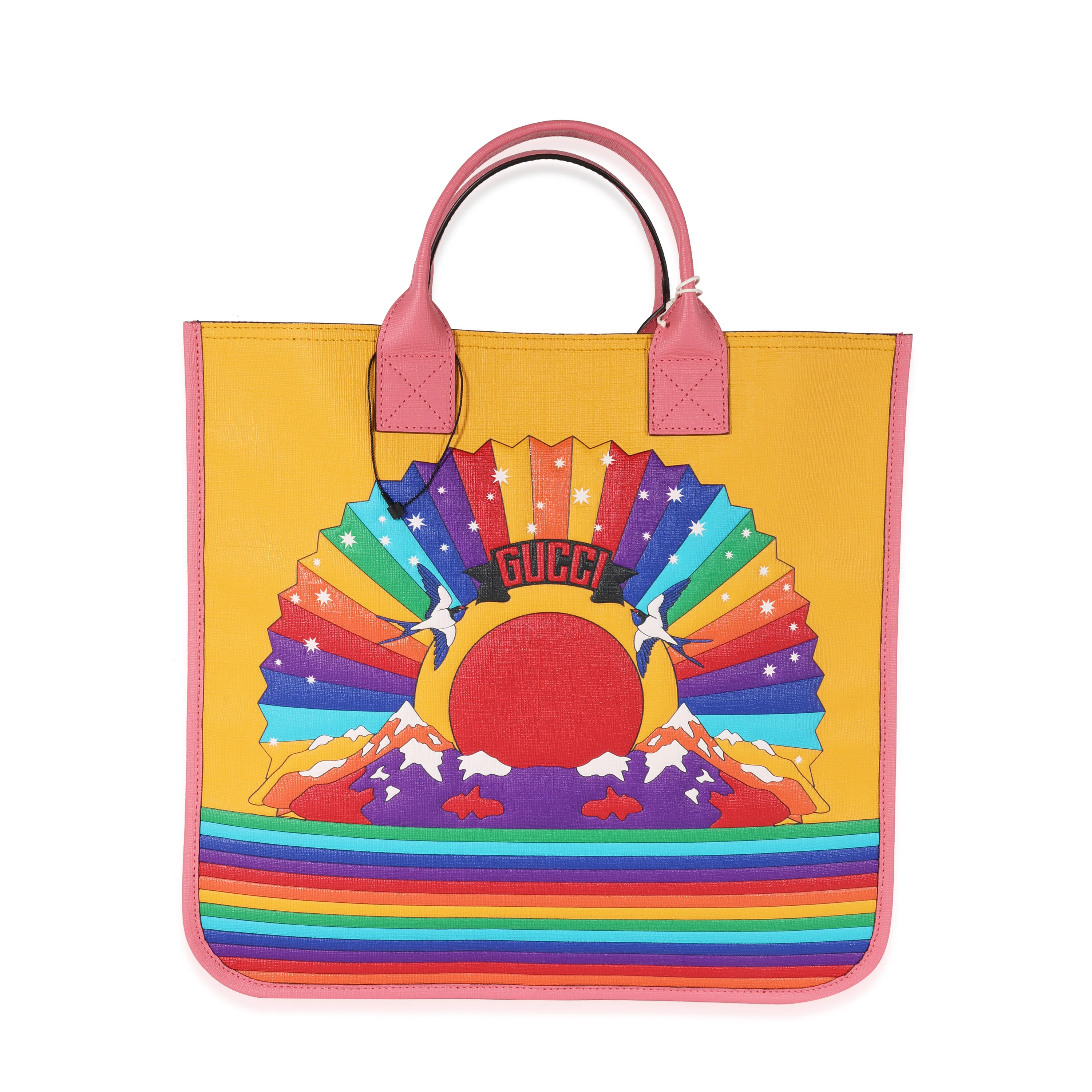 Gucci Kids Multicolor Coated Canvas Rainbow Loved Tote - Image 4