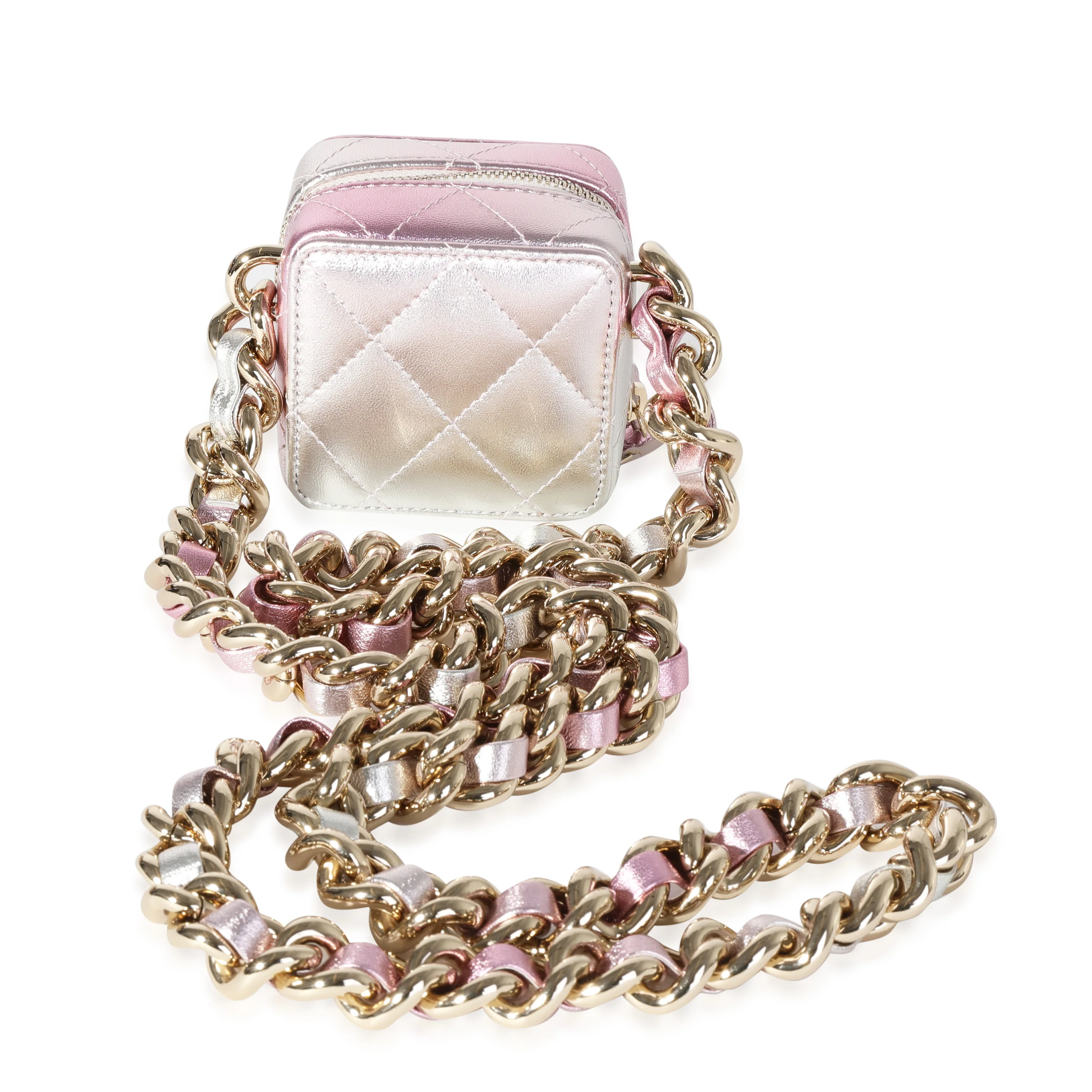 Metallic Lambskin Quilted Coco Punk Cube Bag With Chain - Image 3