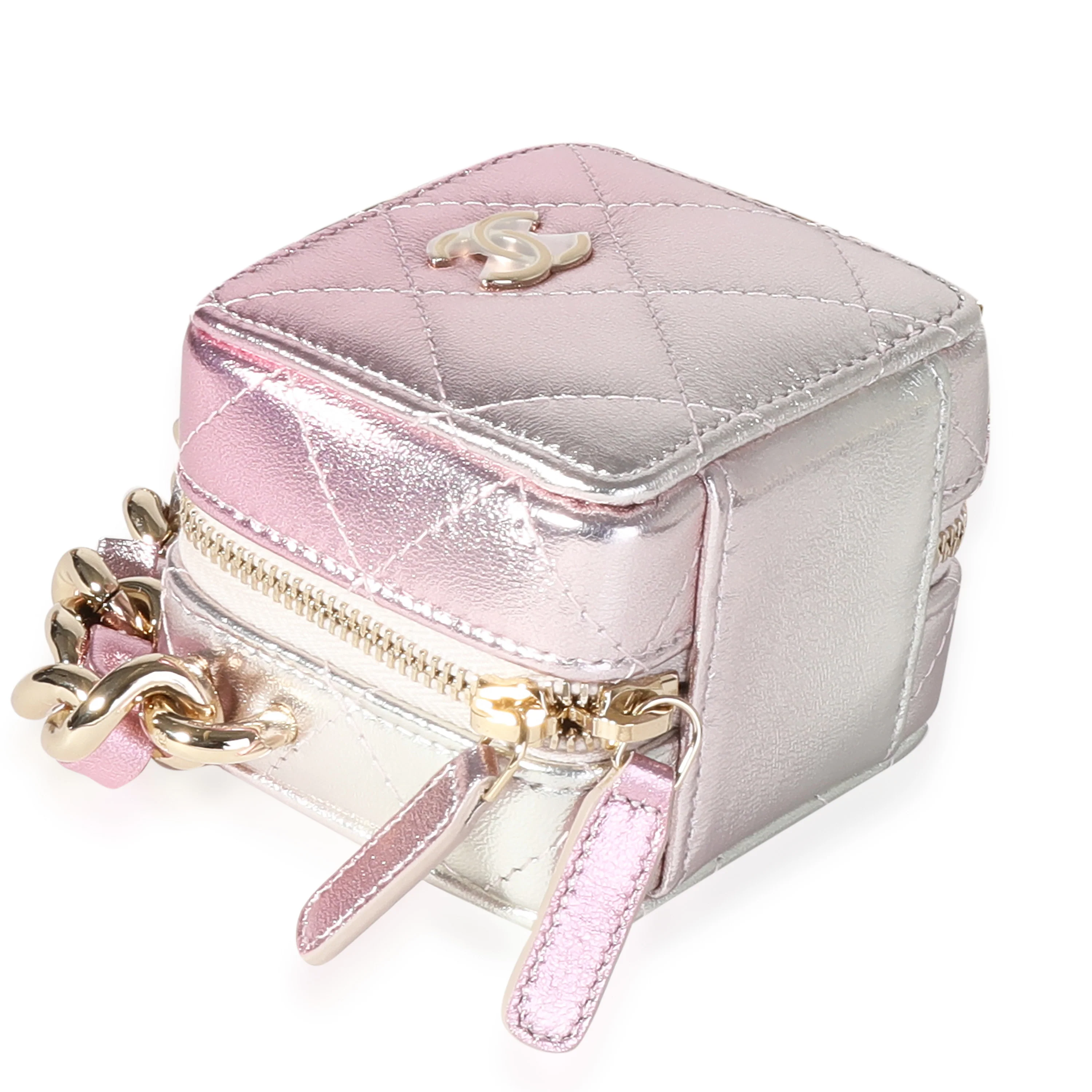 Metallic Lambskin Quilted Coco Punk Cube Bag With Chain - Image 4