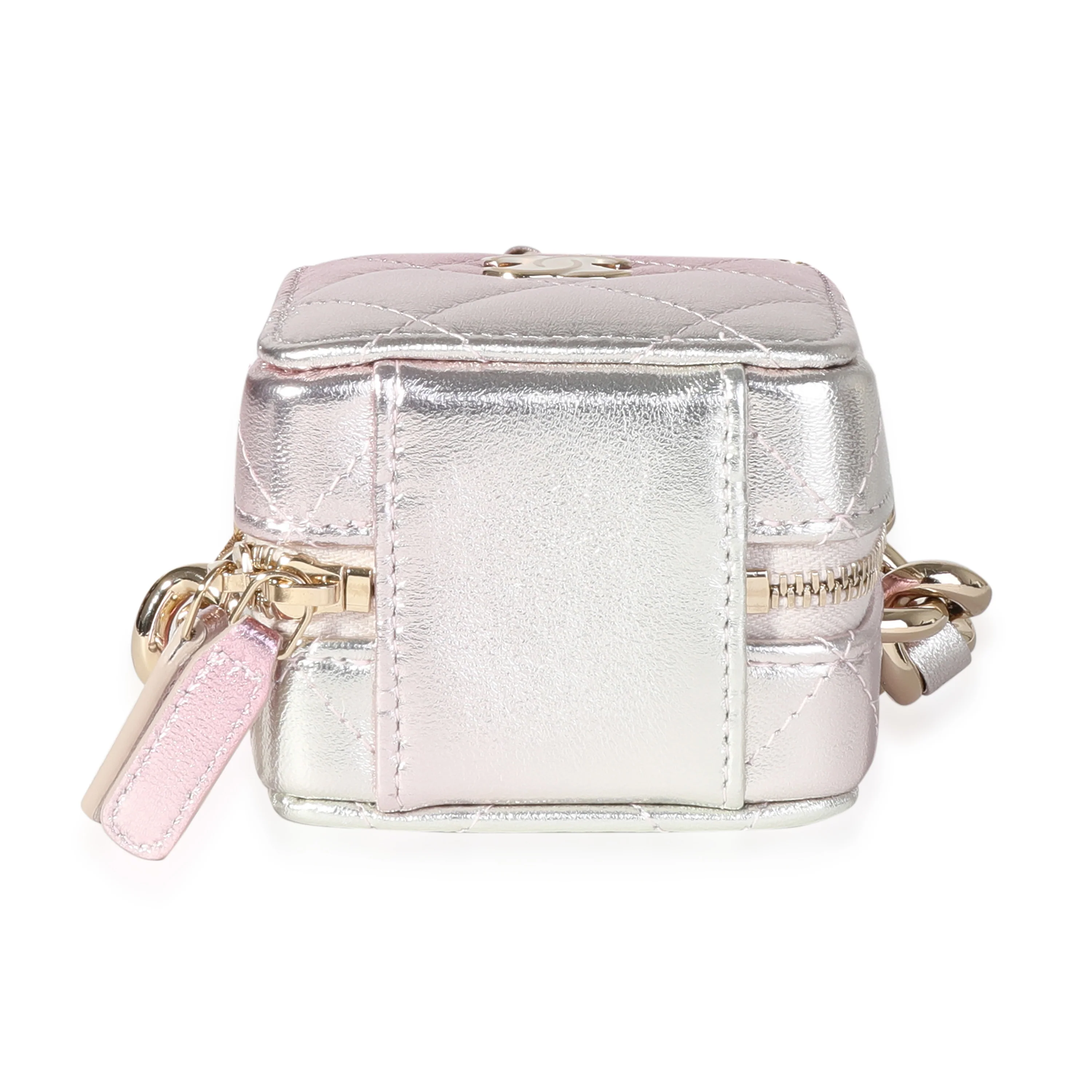 Metallic Lambskin Quilted Coco Punk Cube Bag With Chain - Image 7