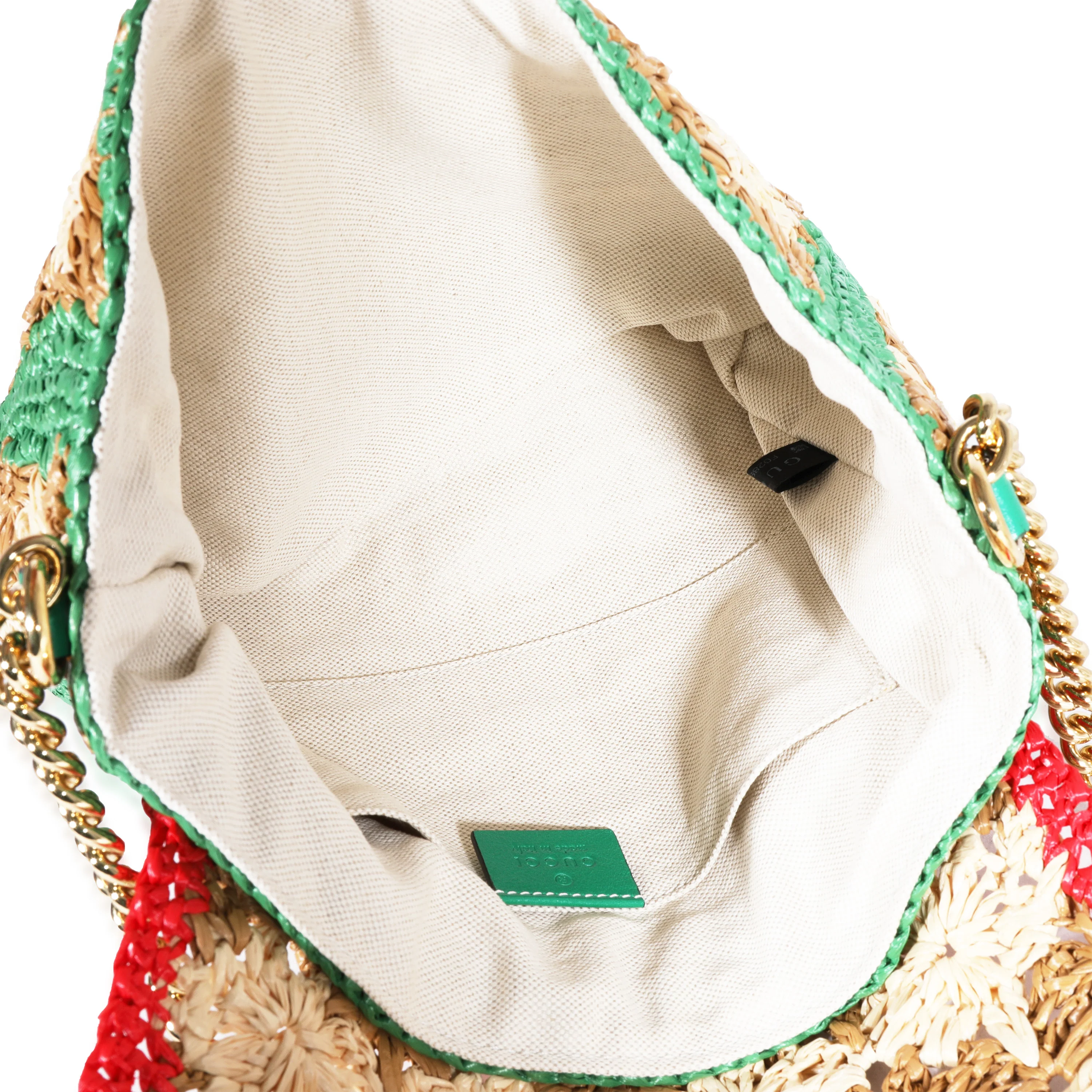 Gucci Beige Raffia GG Marmont Shoulder Bag - Image 4