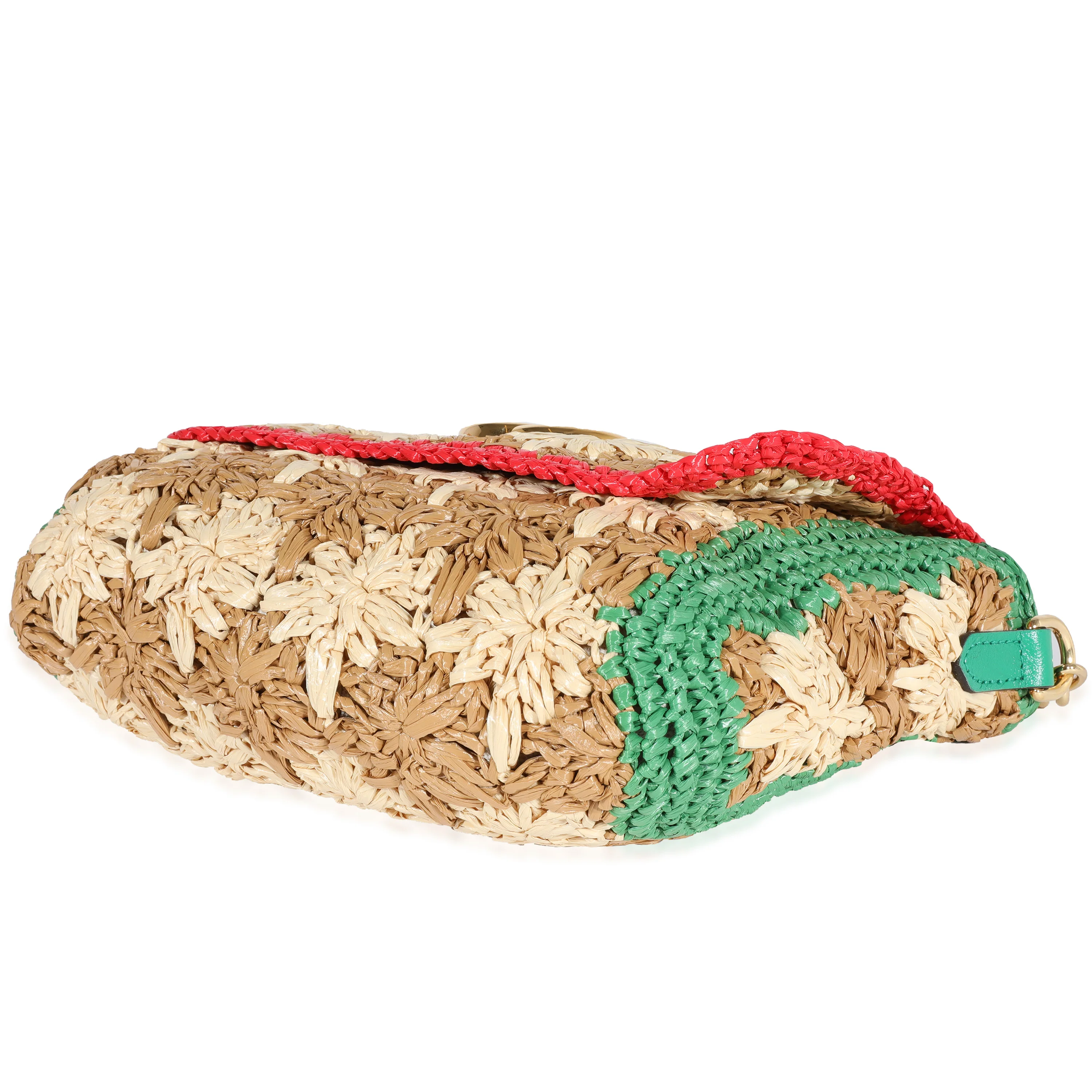 Gucci Beige Raffia GG Marmont Shoulder Bag - Image 5