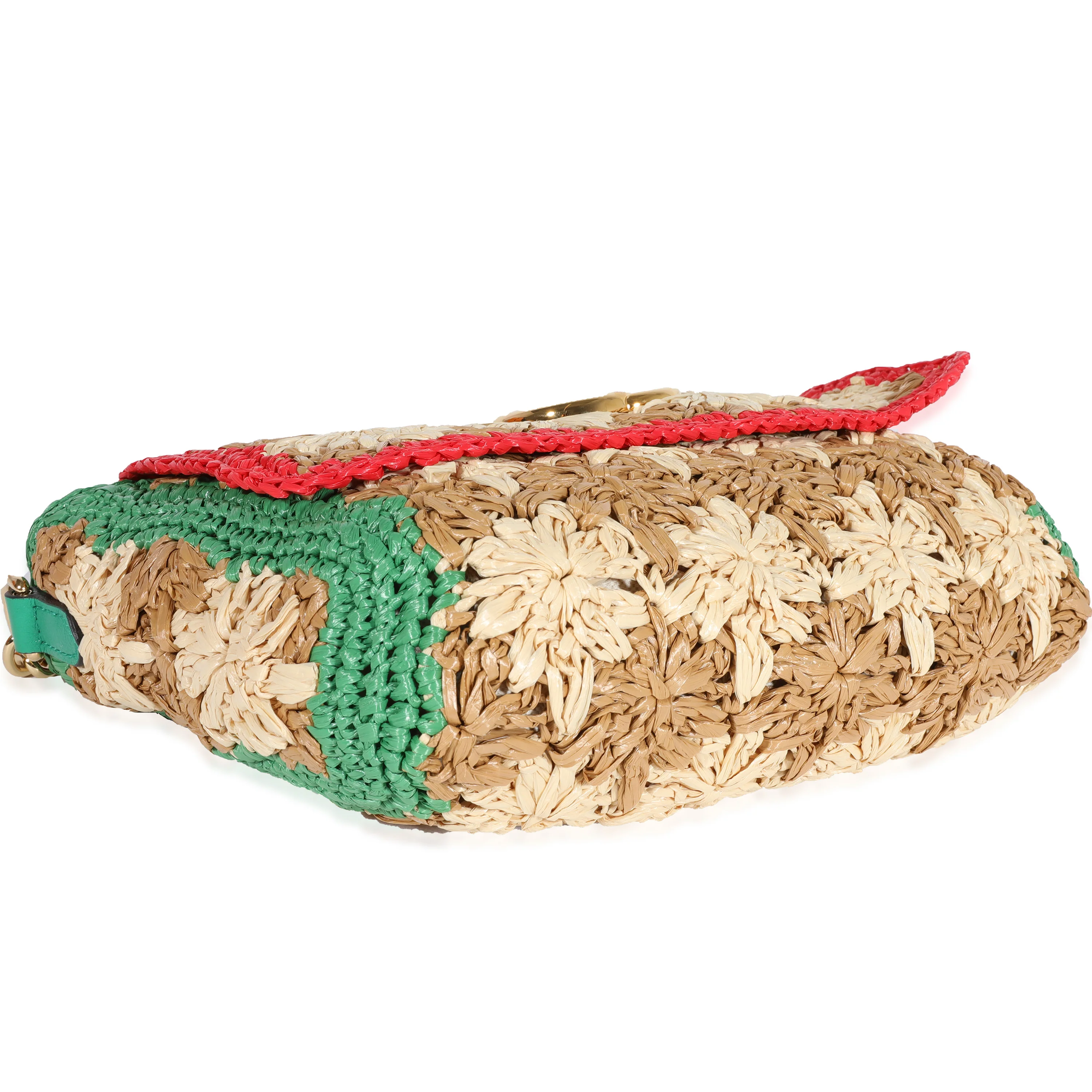 Gucci Beige Raffia GG Marmont Shoulder Bag - Image 7