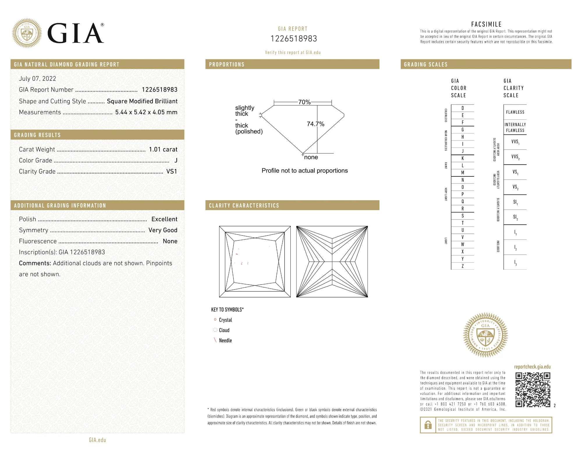 Certified 1.01 Ct Princess cut J VS1 Loose Diamond - Image 2