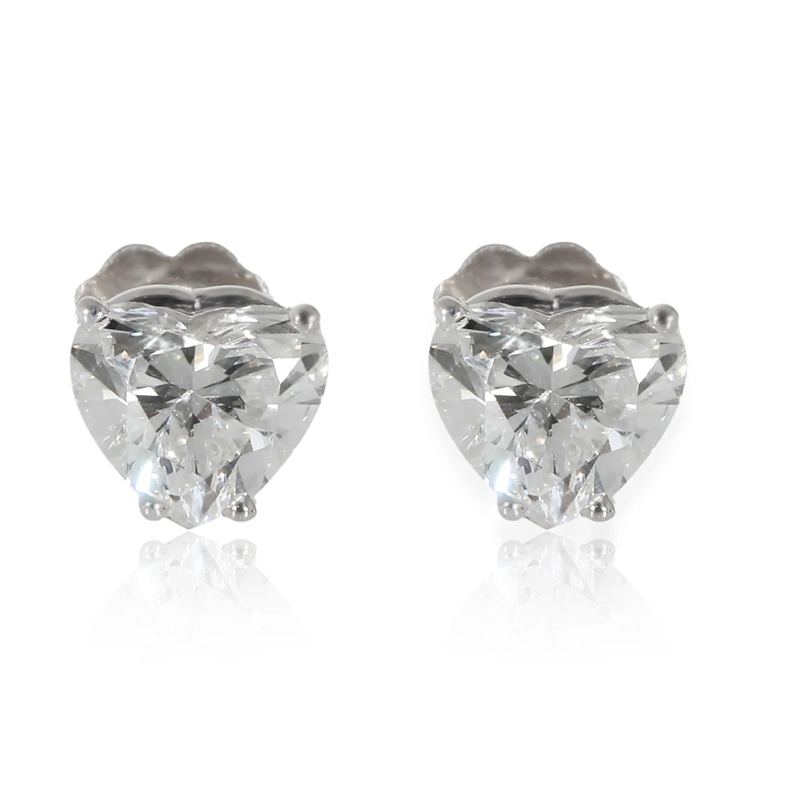 Diamond Heart Stud Earrings in 18 White Gold (2.02 CTW)