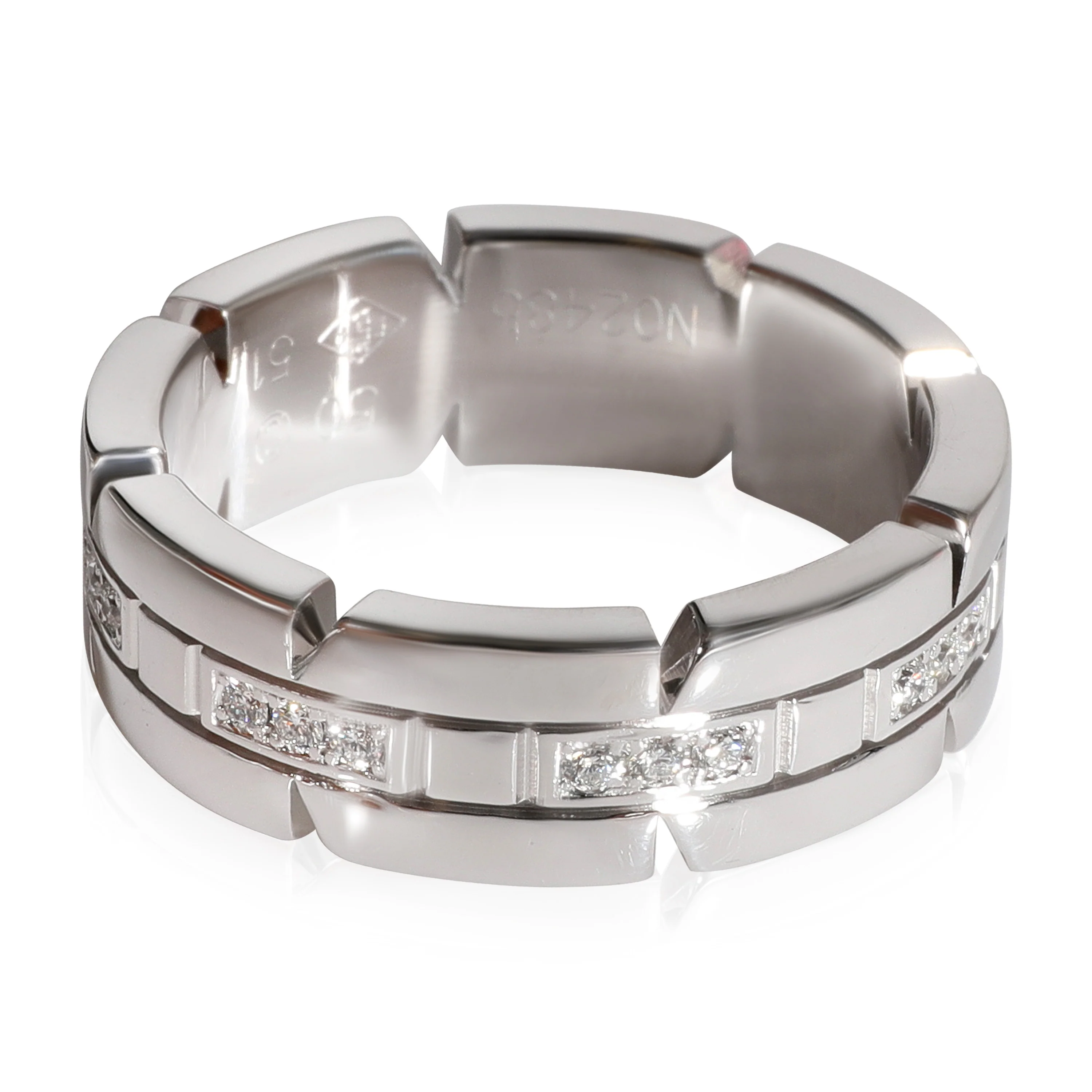 Tank Francaise Diamond Ring in 18k White Gold 0.17 CTW - Image 2