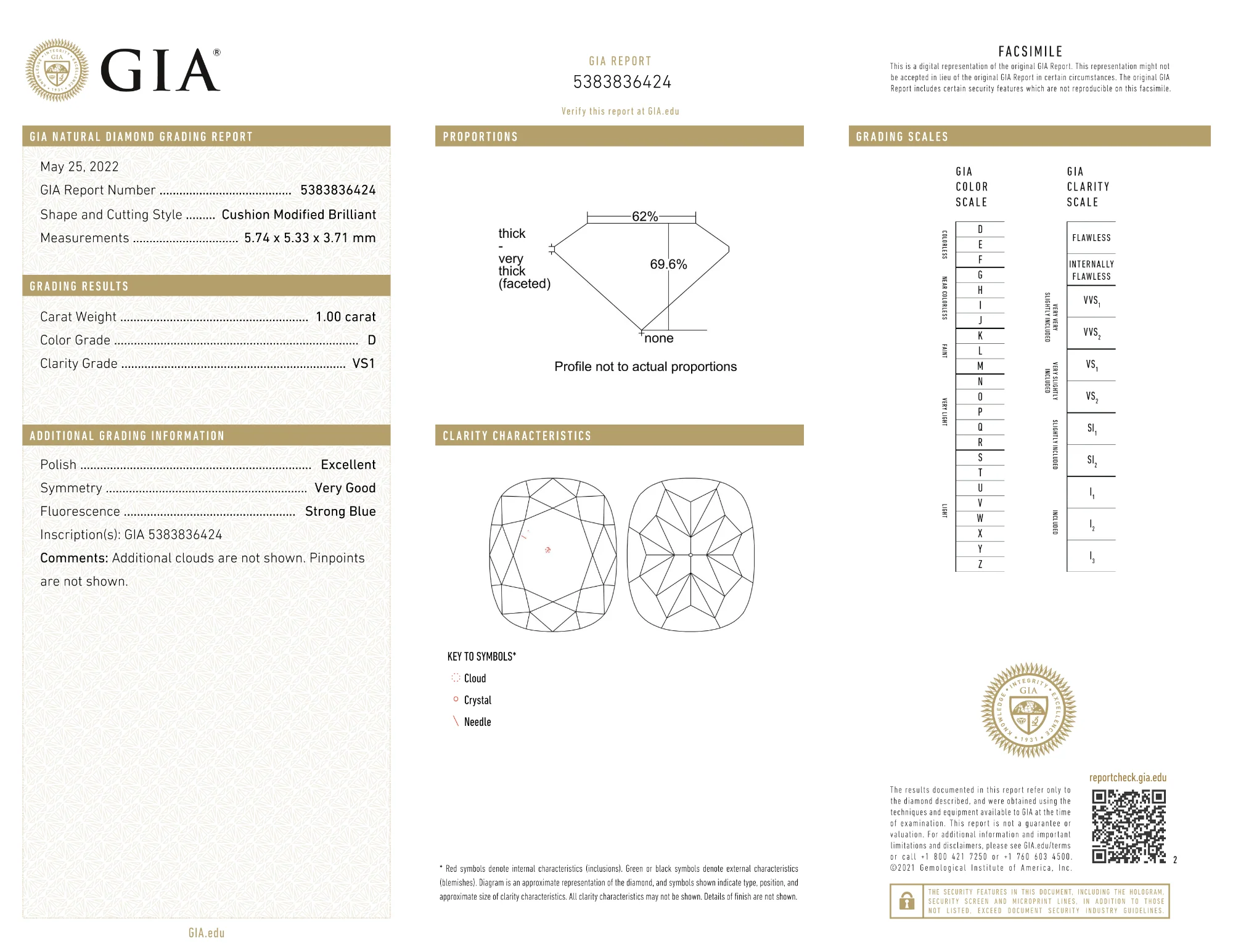 GIA Certified 1.00 Ct Cushion cut D VS1 Loose Diamond - Image 2