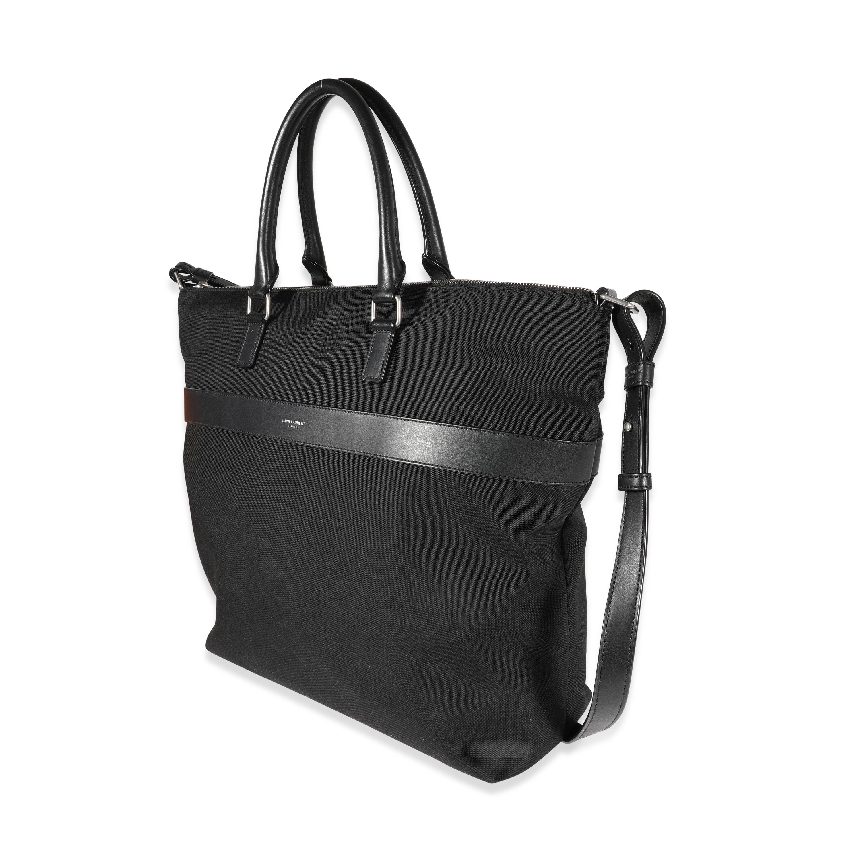 Black Canvas & Leather Tote - Image 2