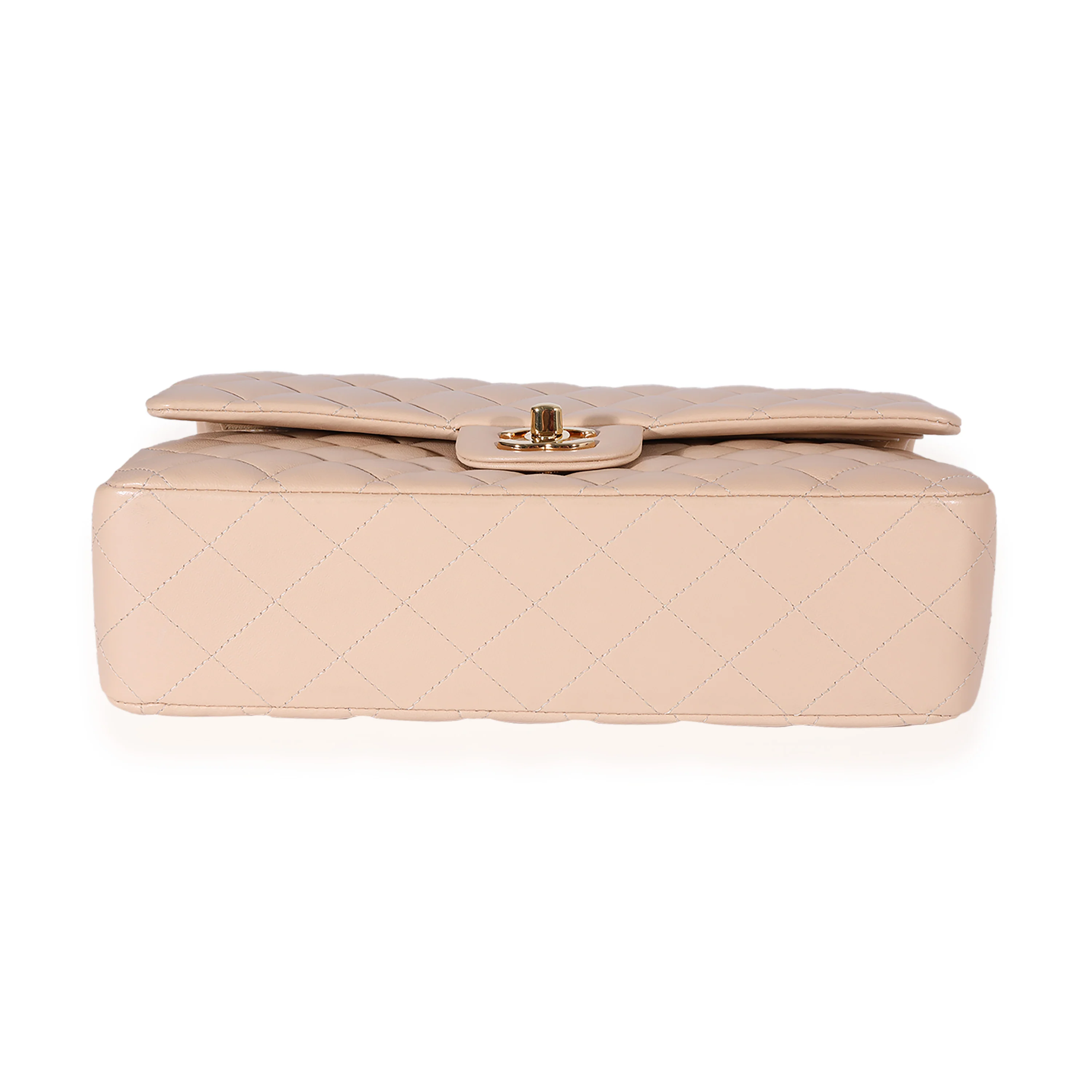 Chanel Beige Quilted Lambskin Medium Classic Double Flap Bag - Image 5