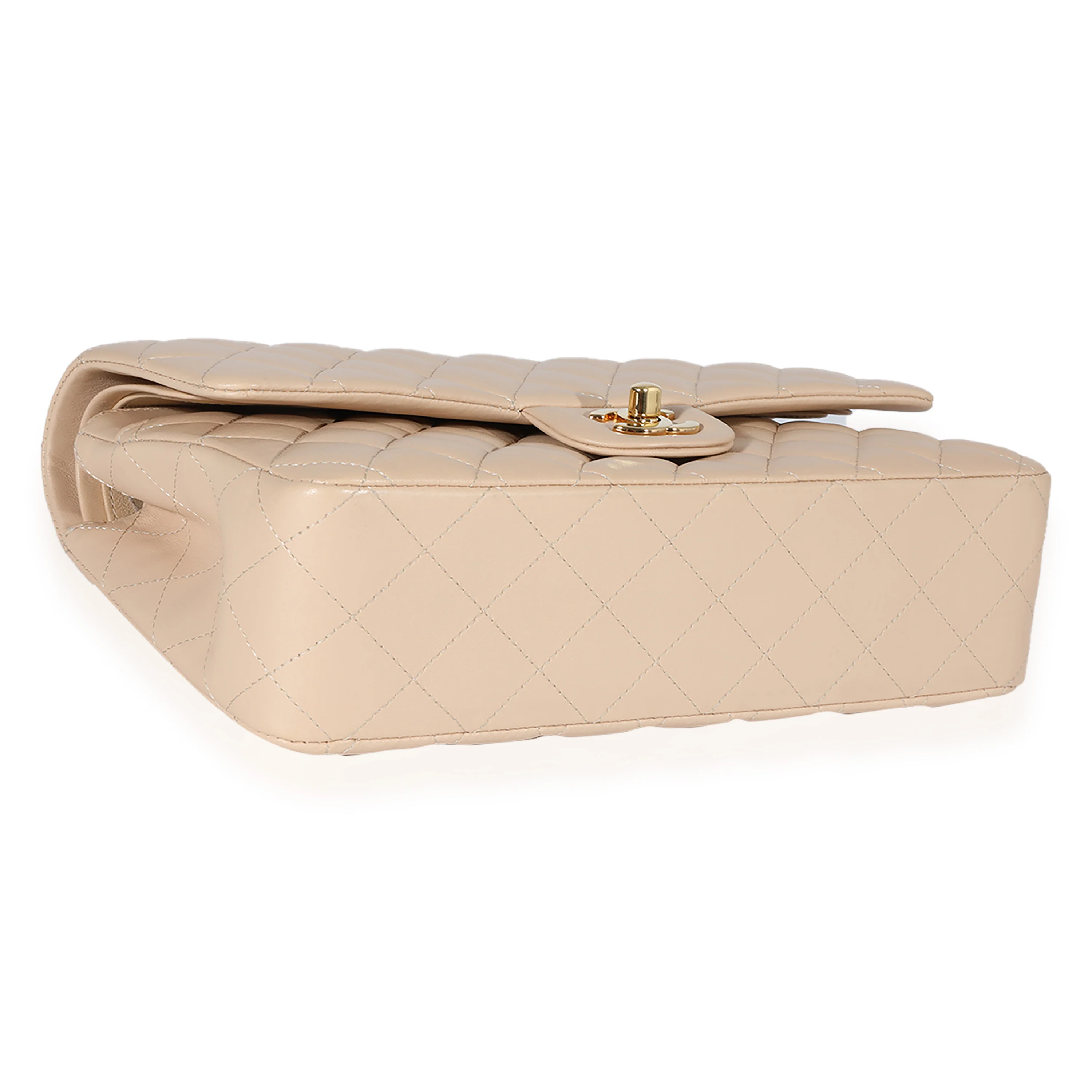 Chanel Beige Quilted Lambskin Medium Classic Double Flap Bag - Image 6