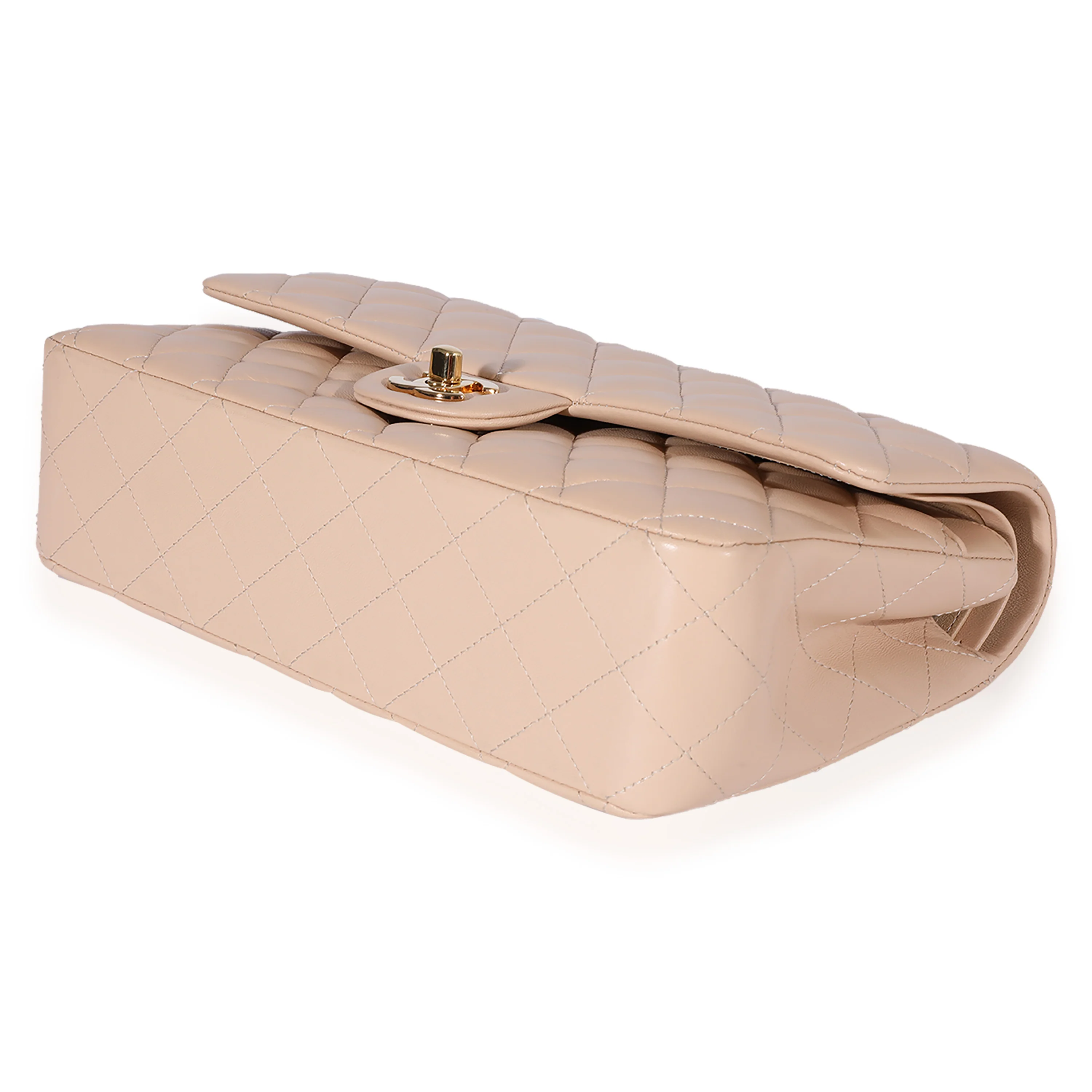 Chanel Beige Quilted Lambskin Medium Classic Double Flap Bag - Image 7