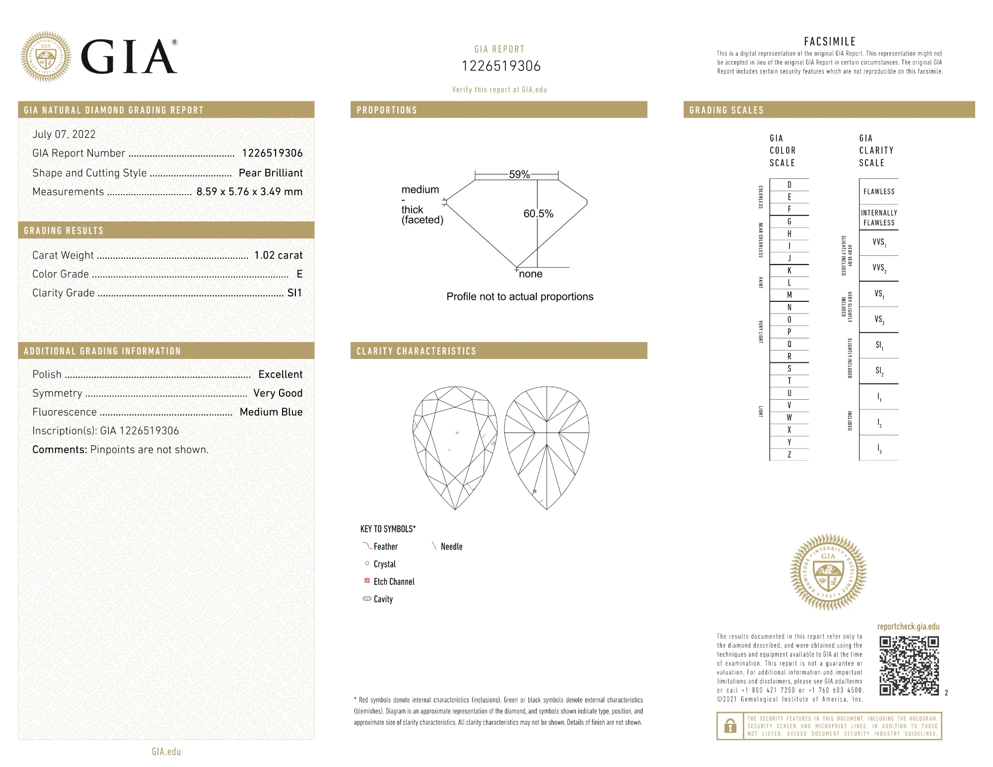 GIA Certified 1.02 Ct Pear cut E SI1 Loose Diamond - Image 2