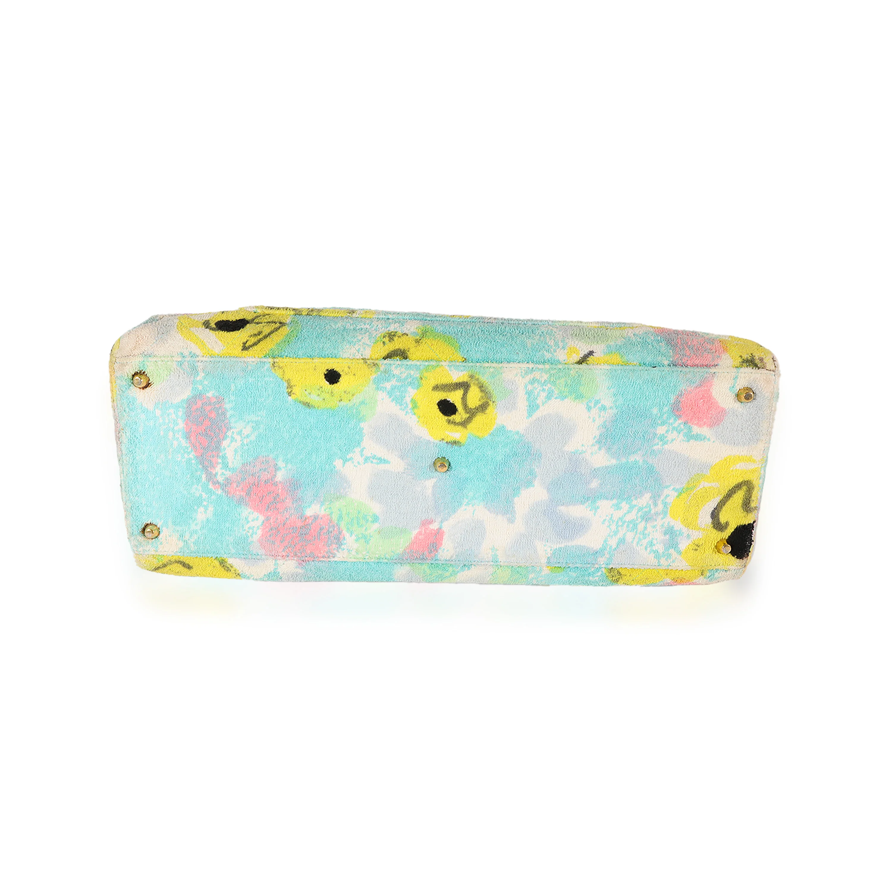 Chanel Multicolor Floral Print Terrycloth Frame Tote - Image 4