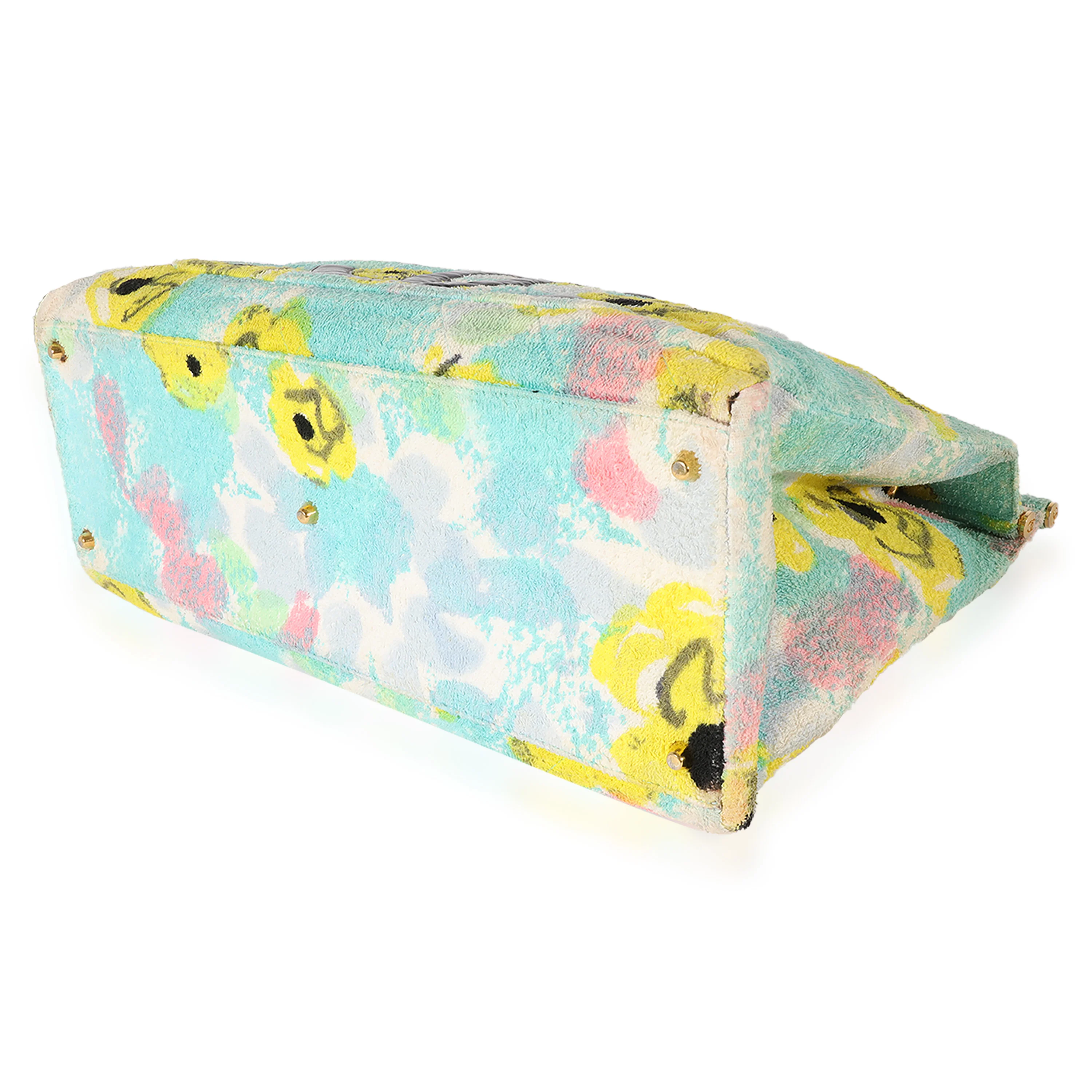 Chanel Multicolor Floral Print Terrycloth Frame Tote - Image 5