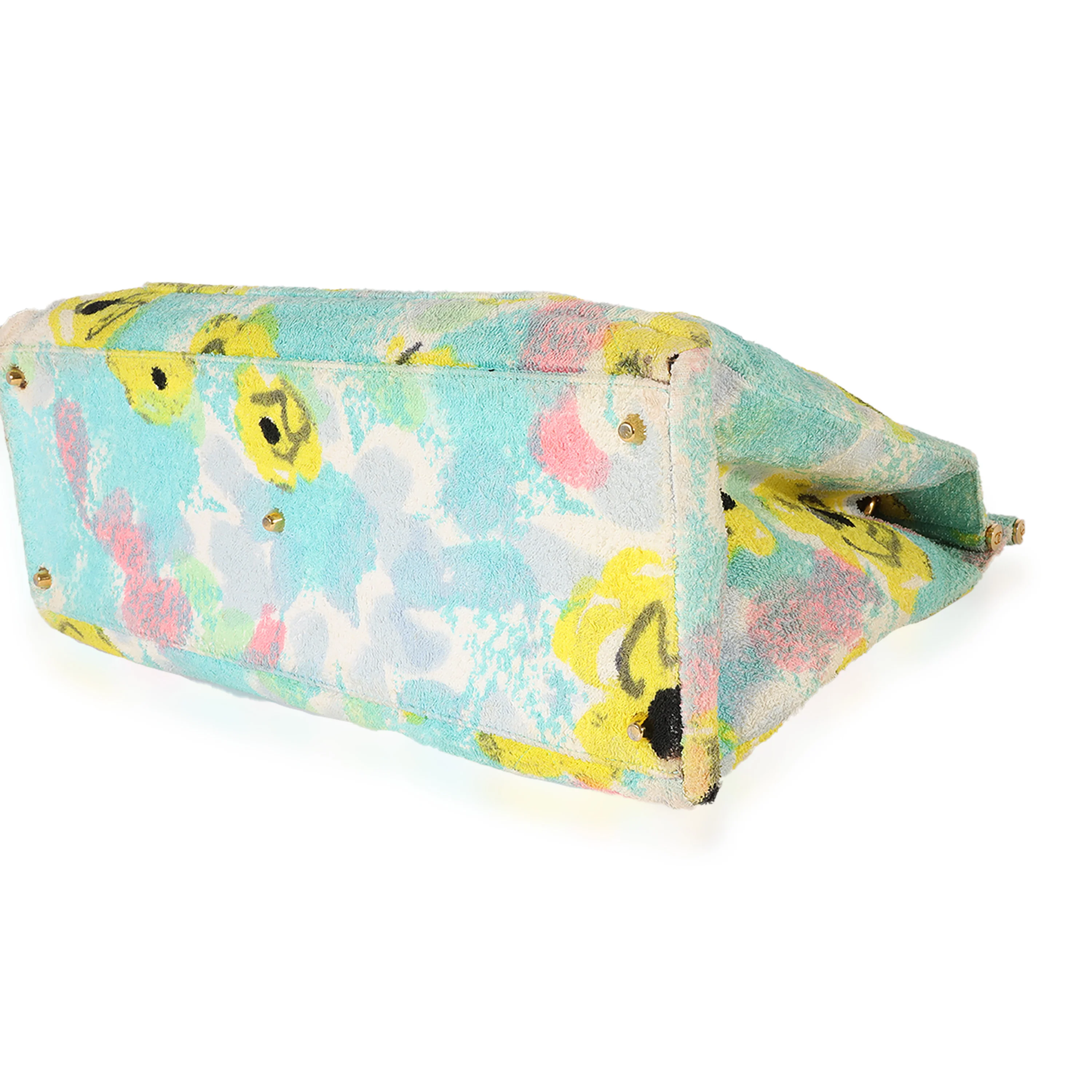 Chanel Multicolor Floral Print Terrycloth Frame Tote - Image 6