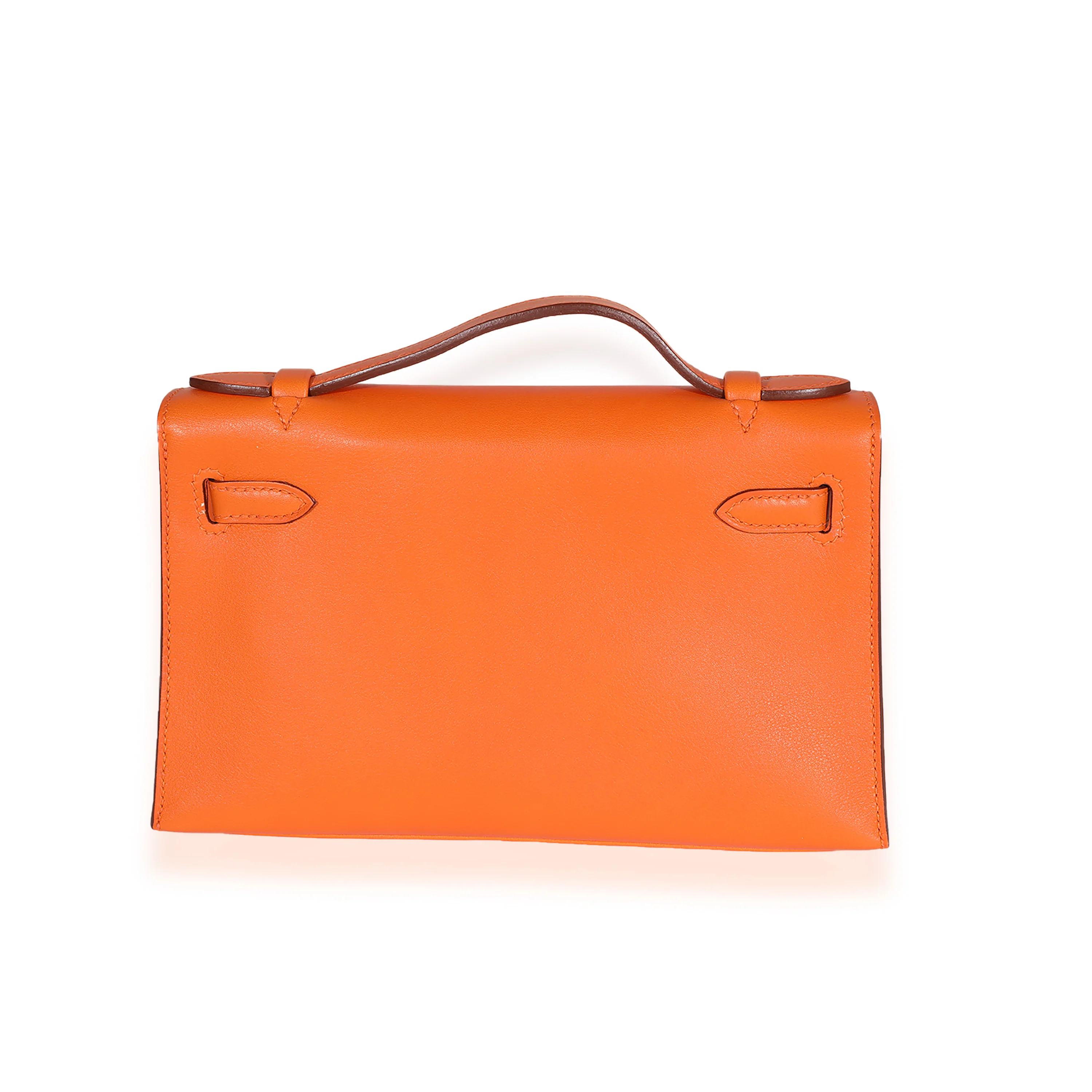 Hermès Orange H Swift Kelly Pochette GHW - Image 3