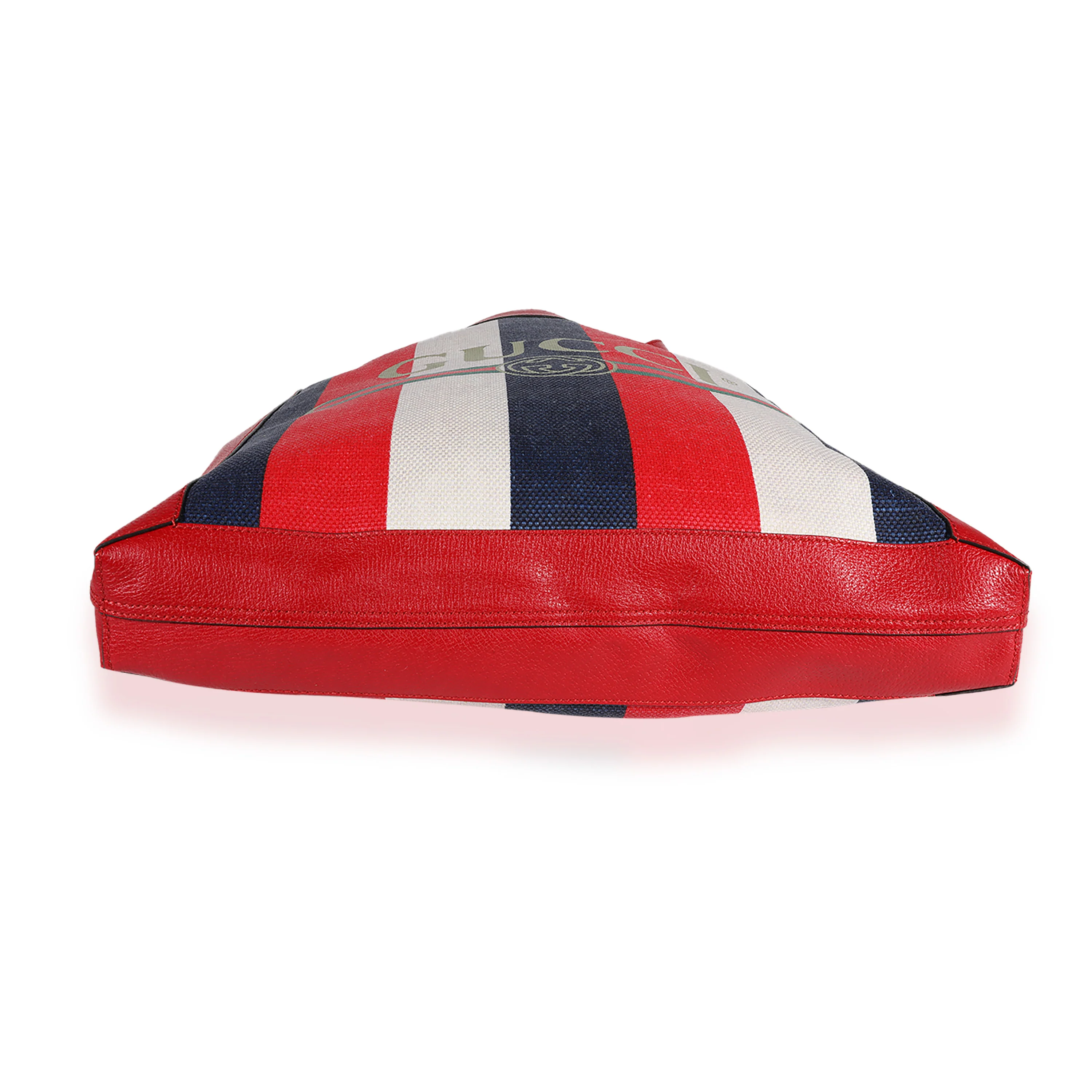 Red, White, & Blue Logo Stripe Canvas and Leather Tote - Image 6