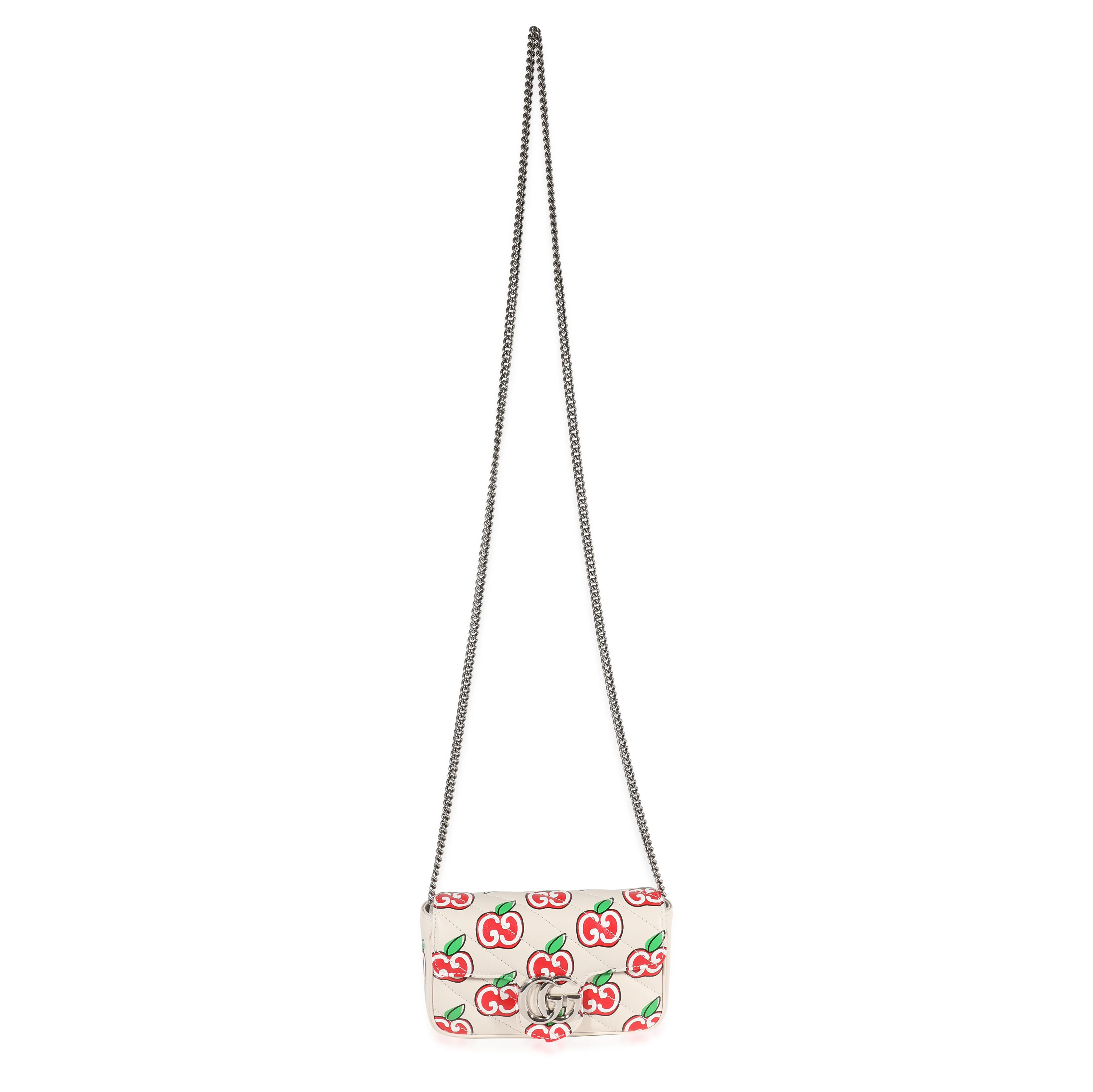 GG Apple White Matelassé Super Mini Marmont Bag - Image 4