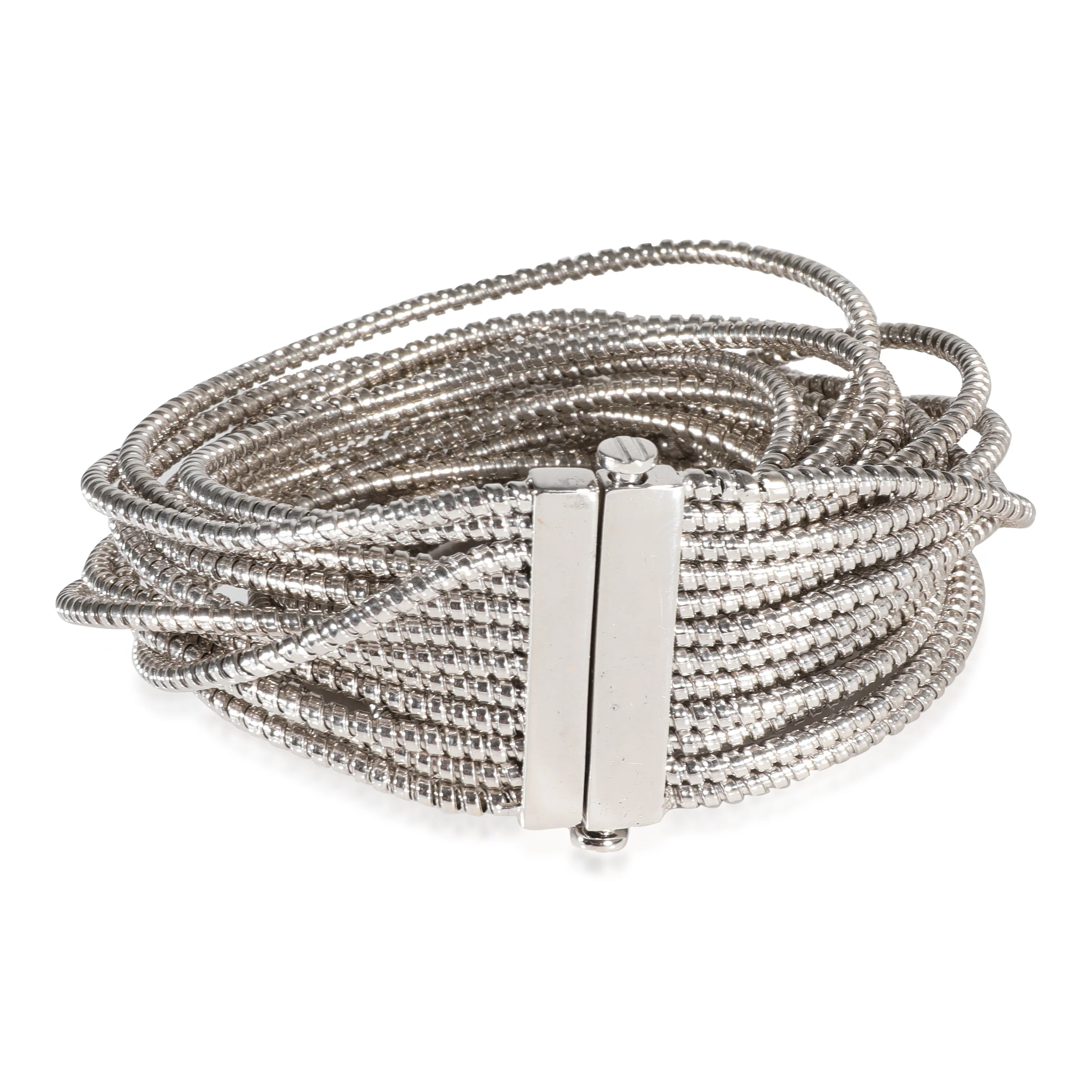 Sabbadini 12 Strand Narrow Tubogas Slinky Bracelet in 18k White Gold - Image 2